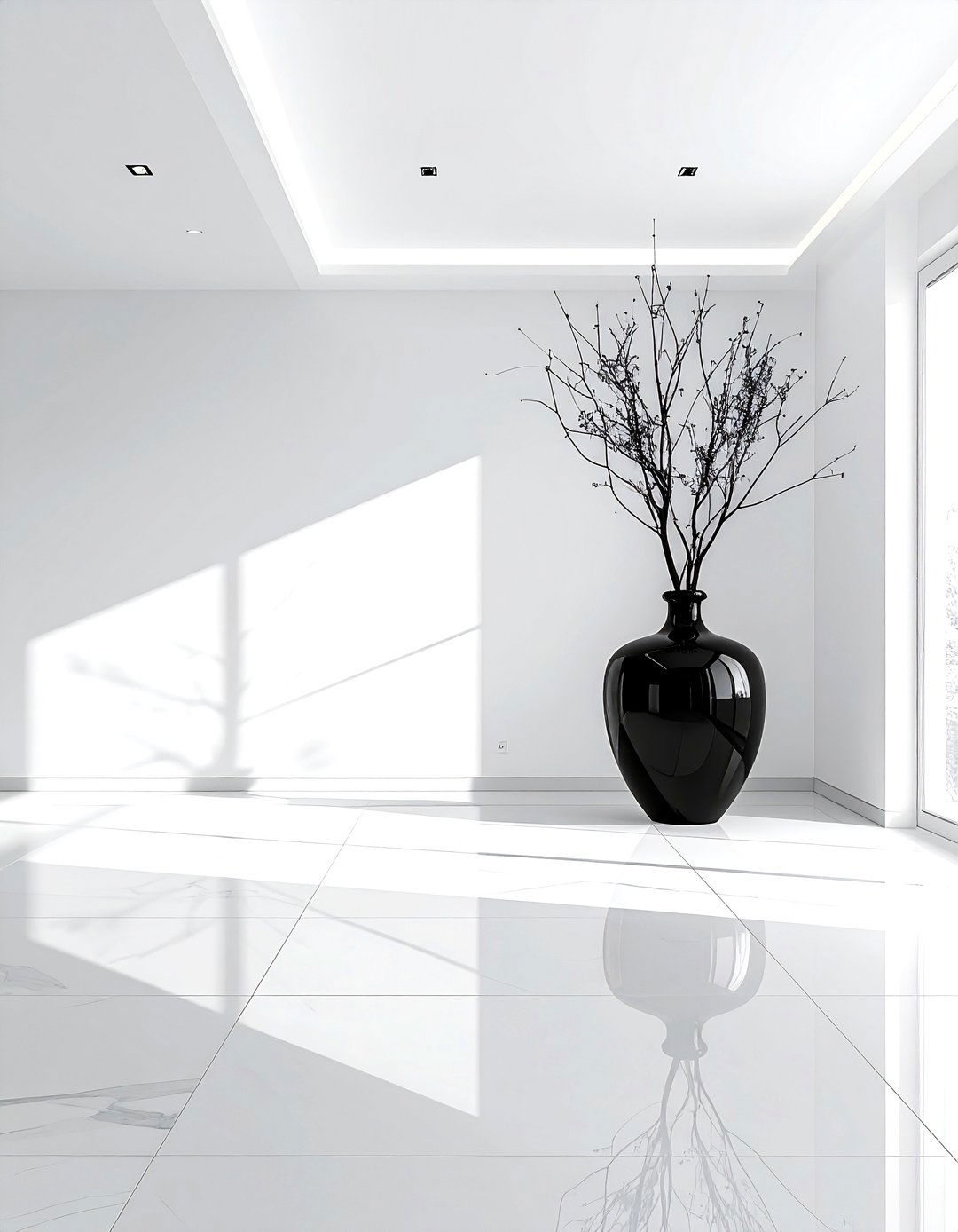 Black floor vase - 30 black living room accessories ideas