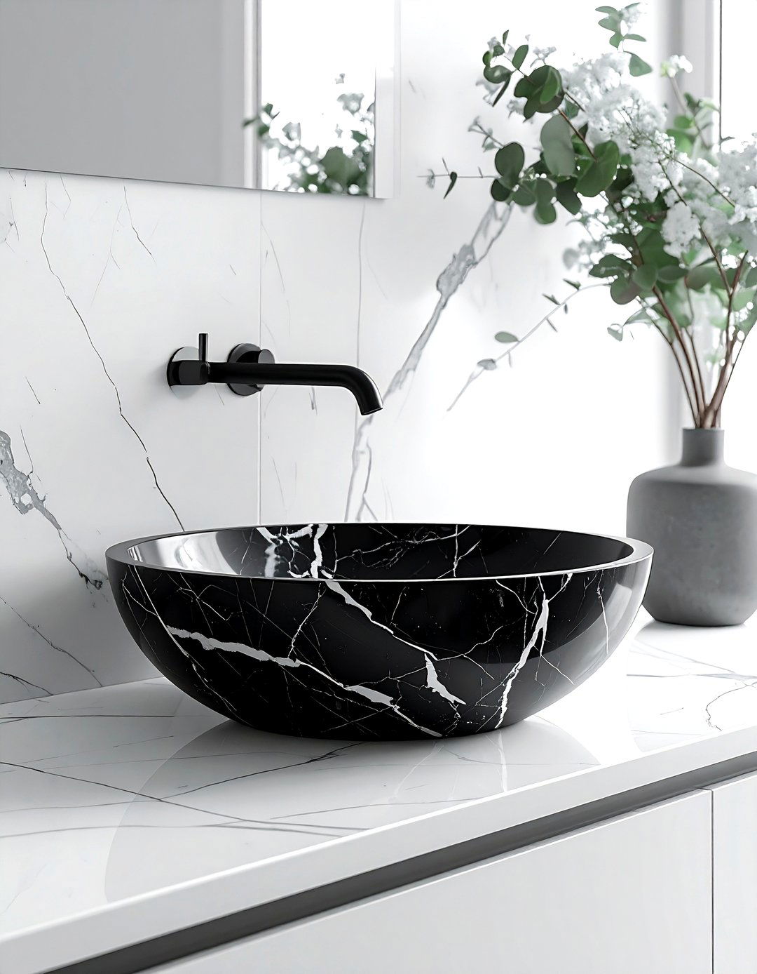 Black forest marble sink - 30 stone sink ideas