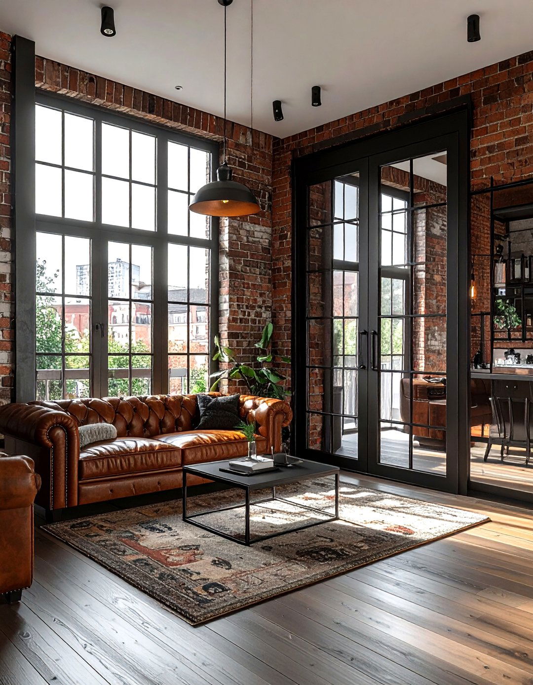 Black frame glass doors - 30 living room with patio doors