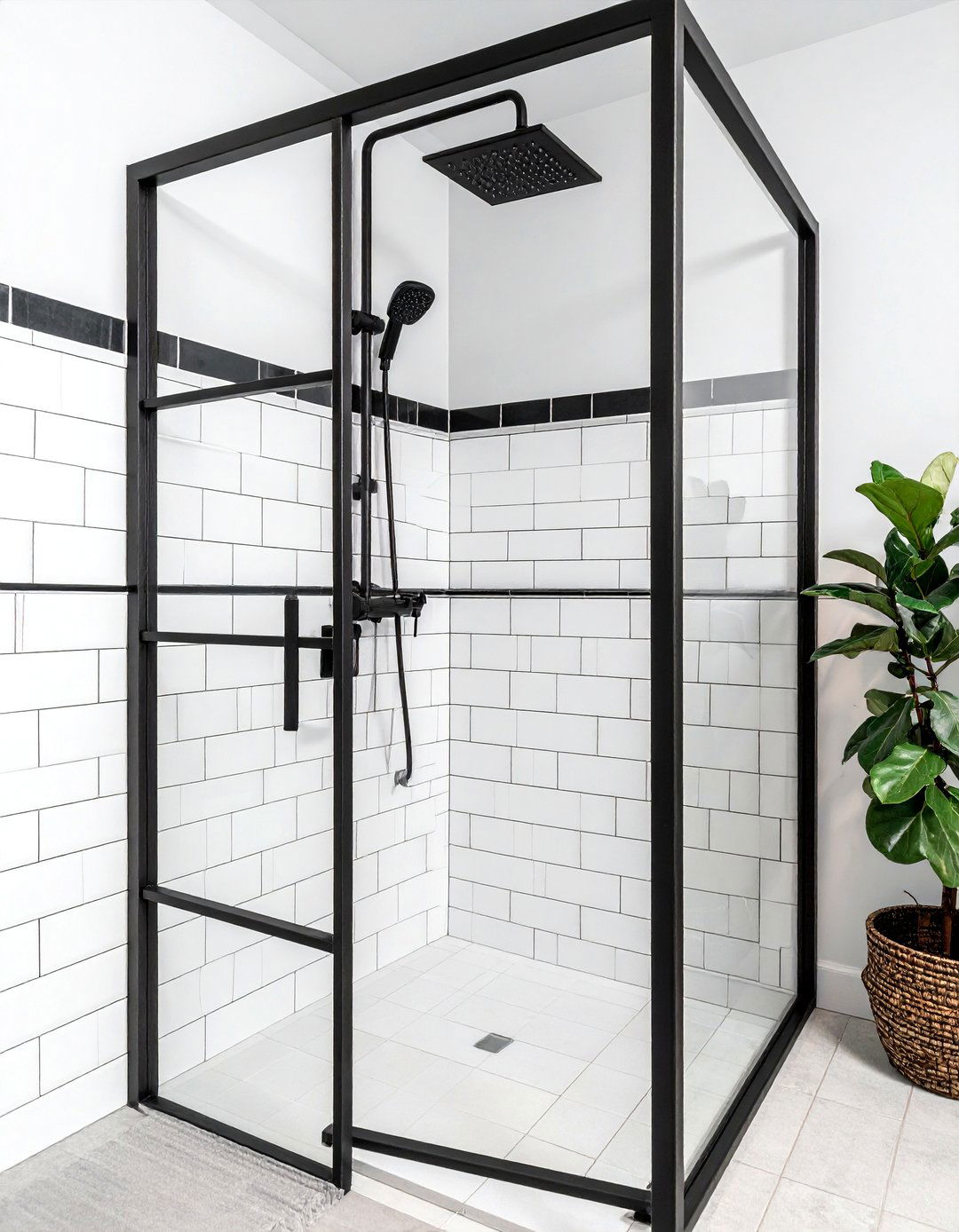 Black framed shower door - 30 show home bathroom ideas