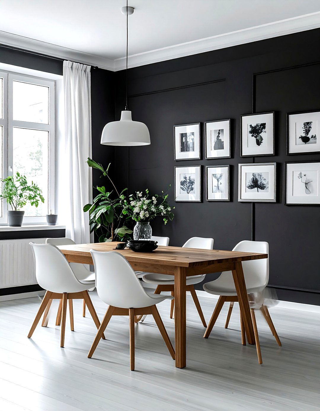 Black gallery wall dining room - 30 black dining room decor ideas