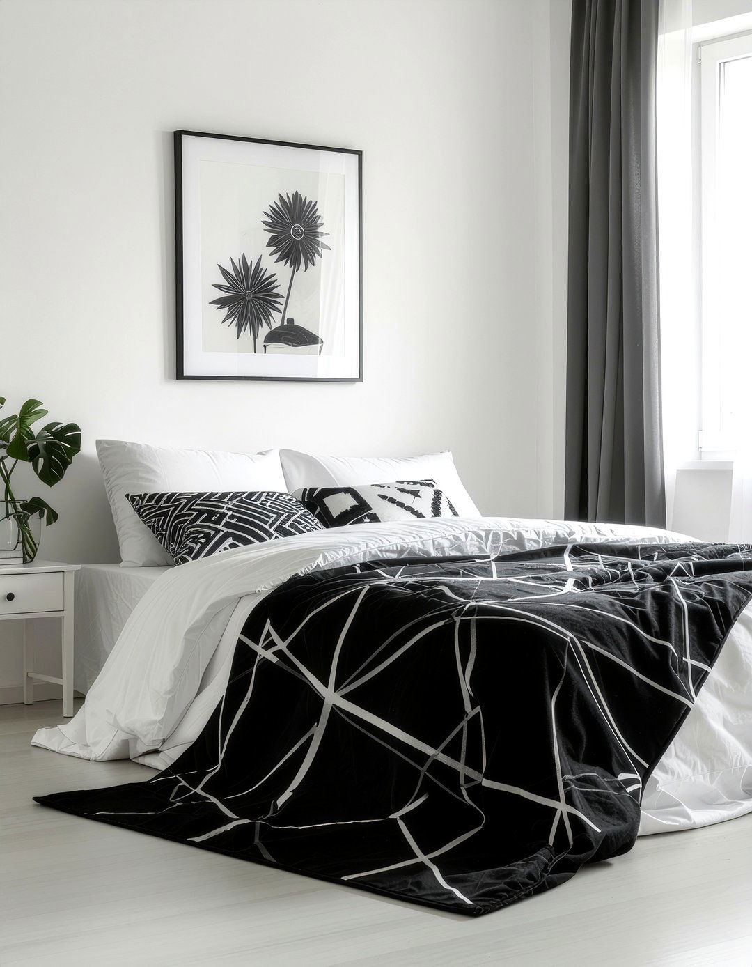 Black geometric cotton blanket - 30 bedroom cotton blankets