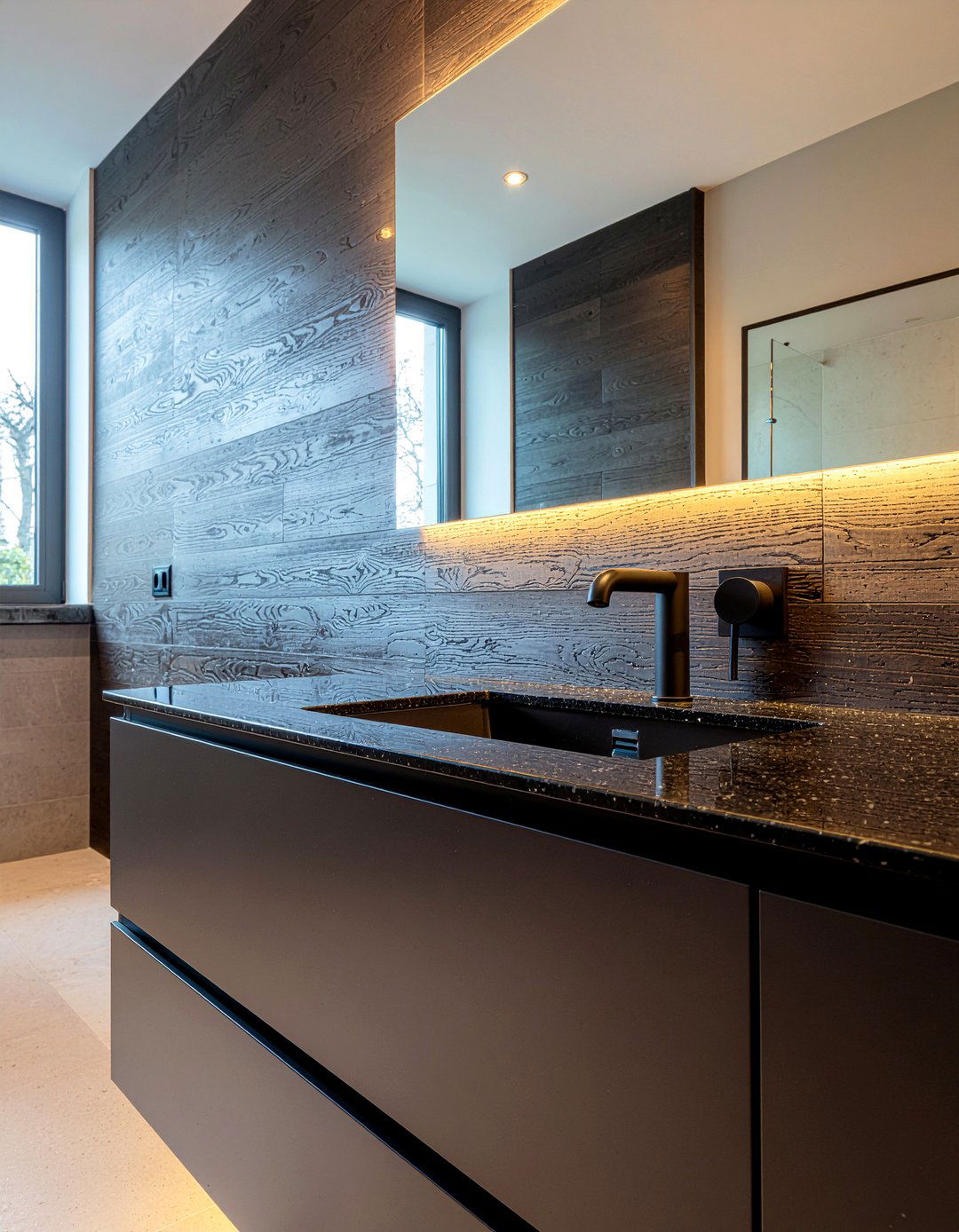 Black granite bathroom counter - 30 bathroom countertop ideas