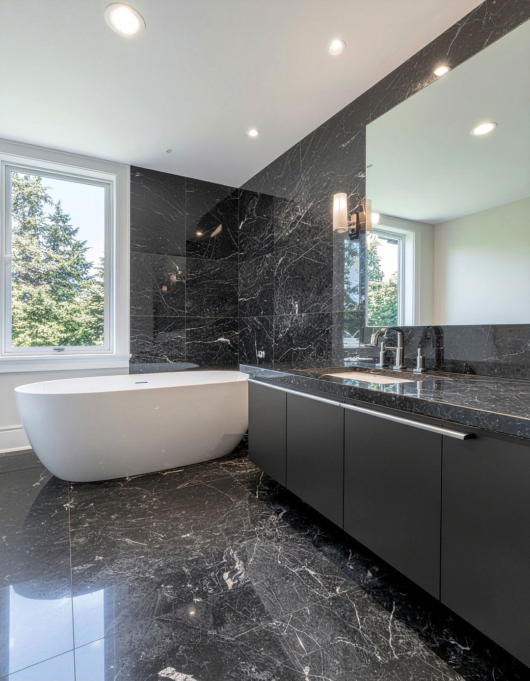 Black granite bathroom - 30 all black bathroom ideas