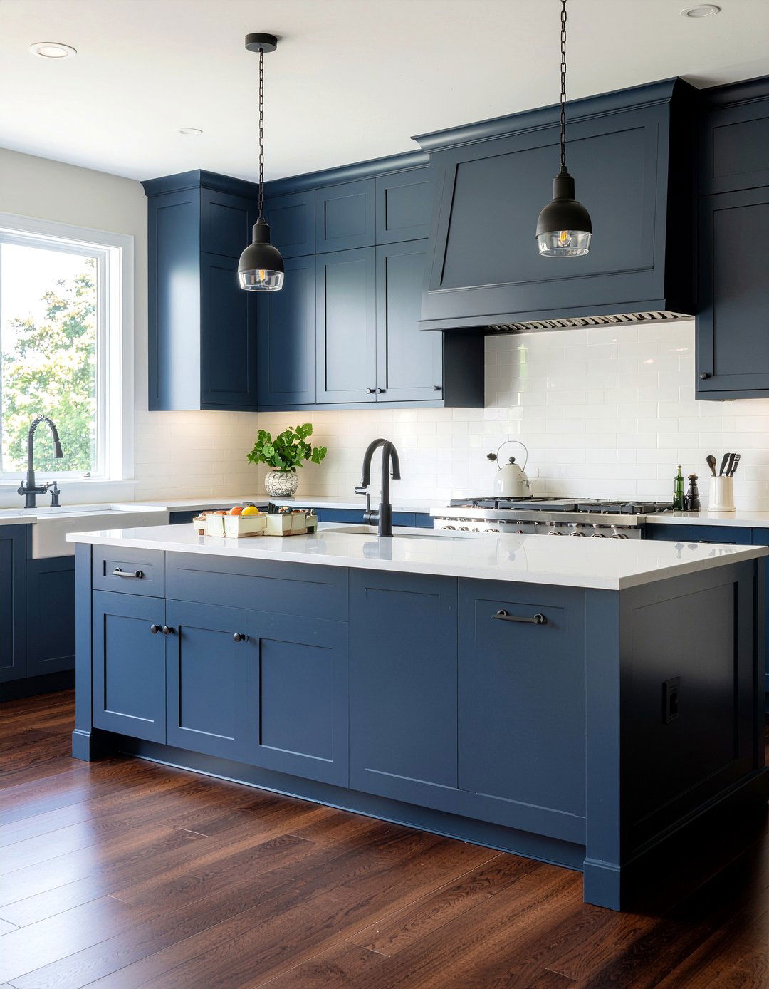 Black hardware for navy blue cabinets - 30 black kitchen hardware ideas