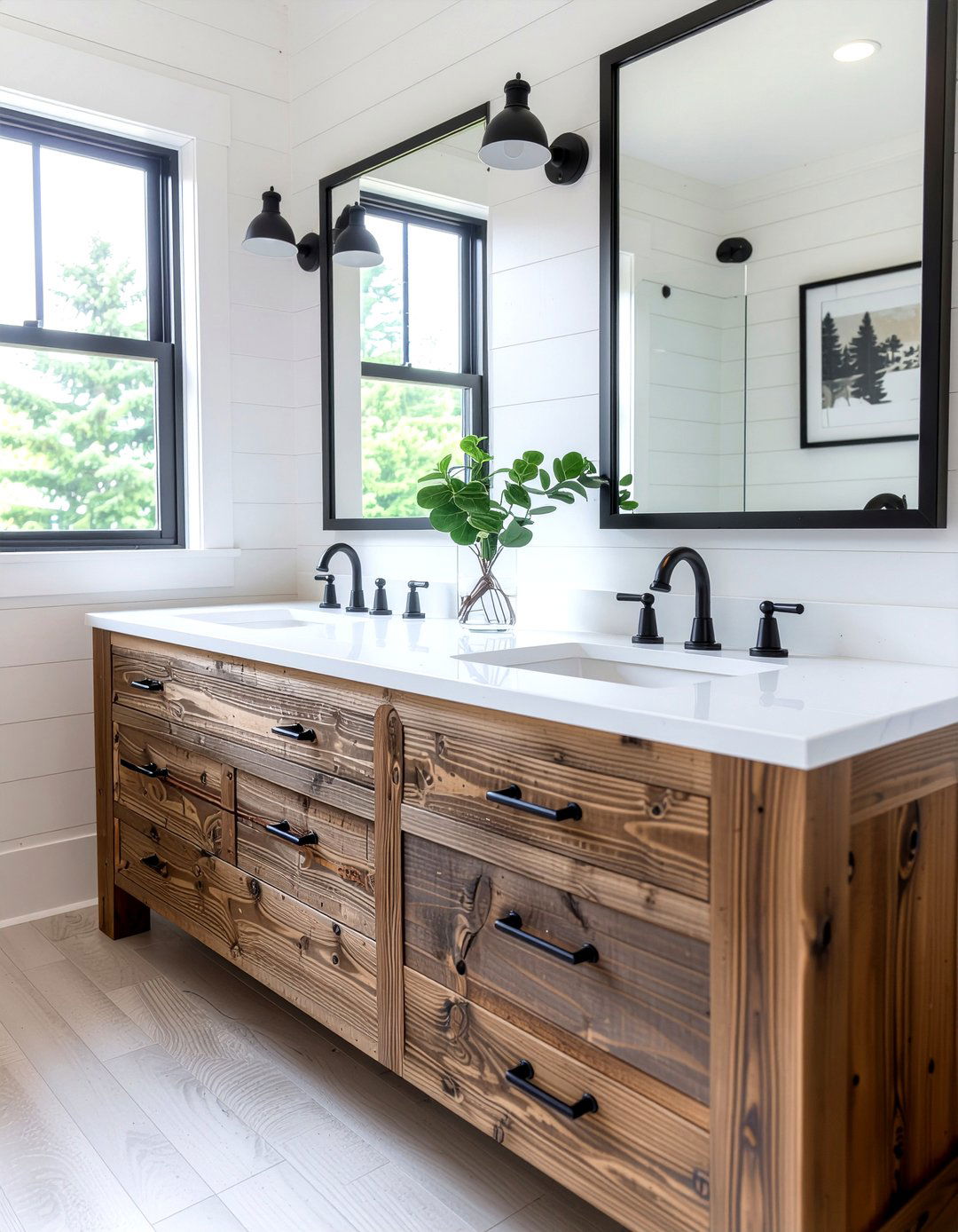 Black hardware rustic vanity - 30 rustic bathroom vanity ideas