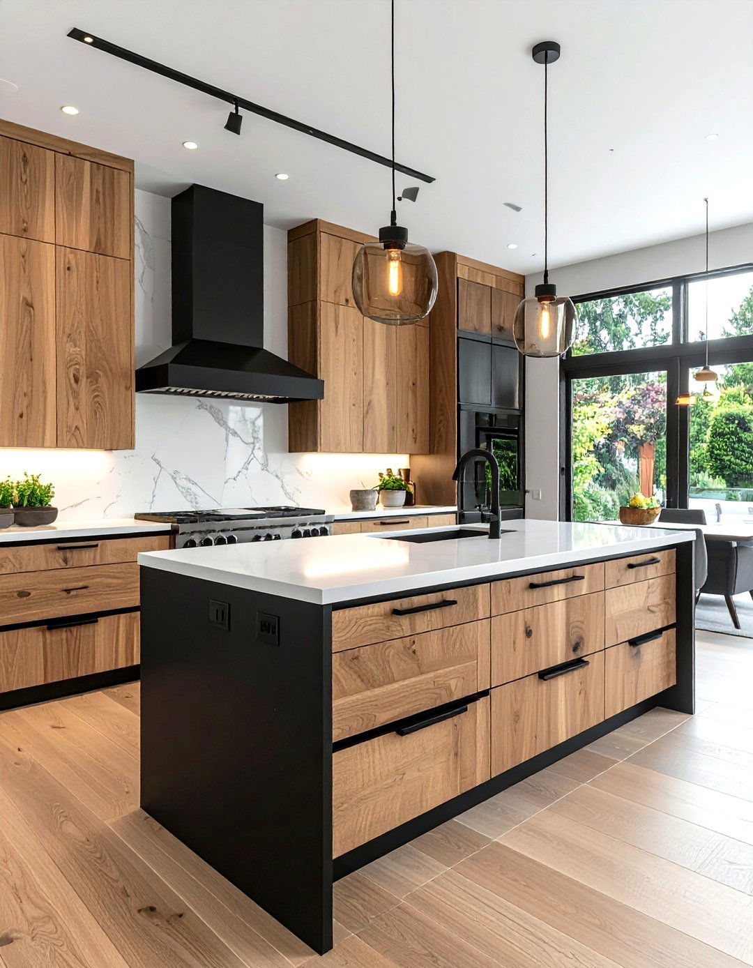 Black hardware slab cabinets - 30 flat panel kitchen cabinet ideas