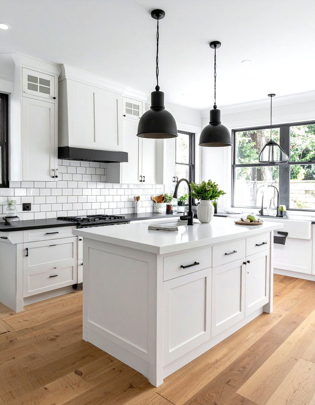 Black hardware white subway tile - 30 white subway tile kitchen ideas