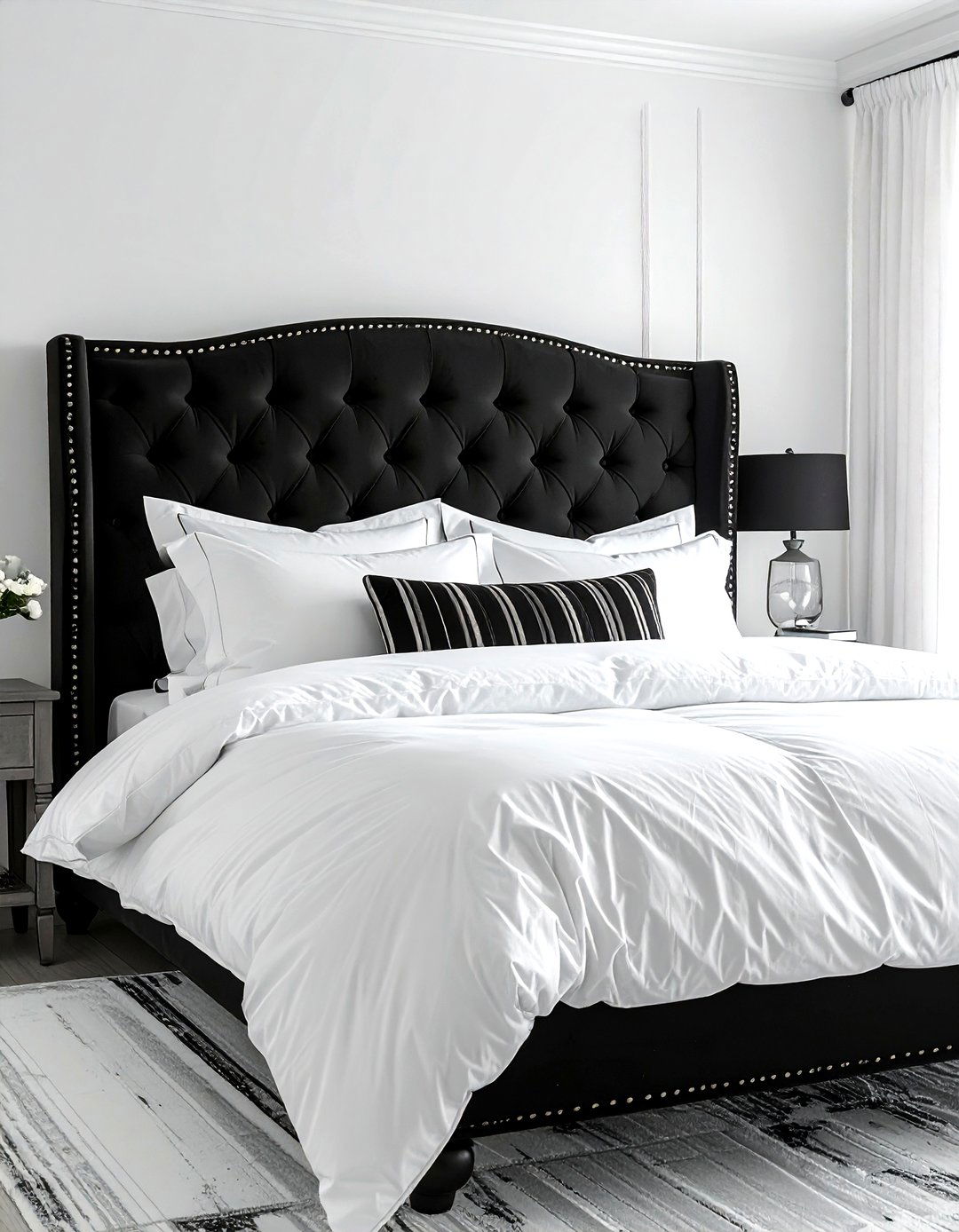 Black headboard - 30 farmhouse black bedroom ideas