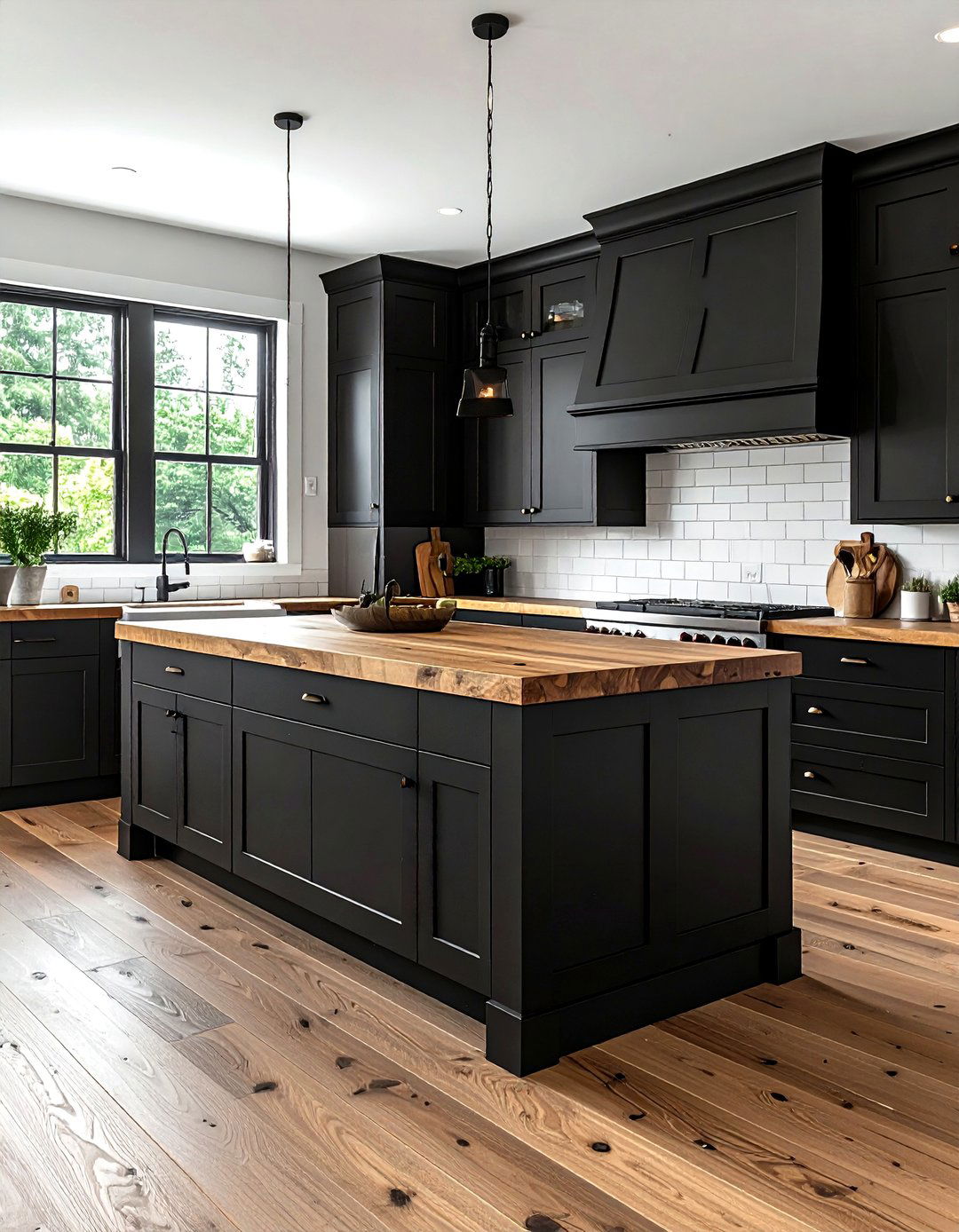Black kitchen cabinets butcher block - 30 black kitchen cabinet ideas
