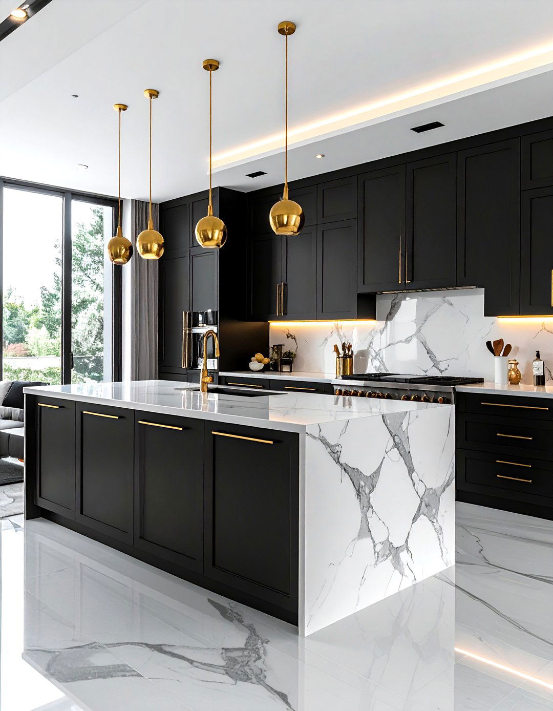 Black kitchen cabinets gold hardware - 30 black kitchen cabinet ideas