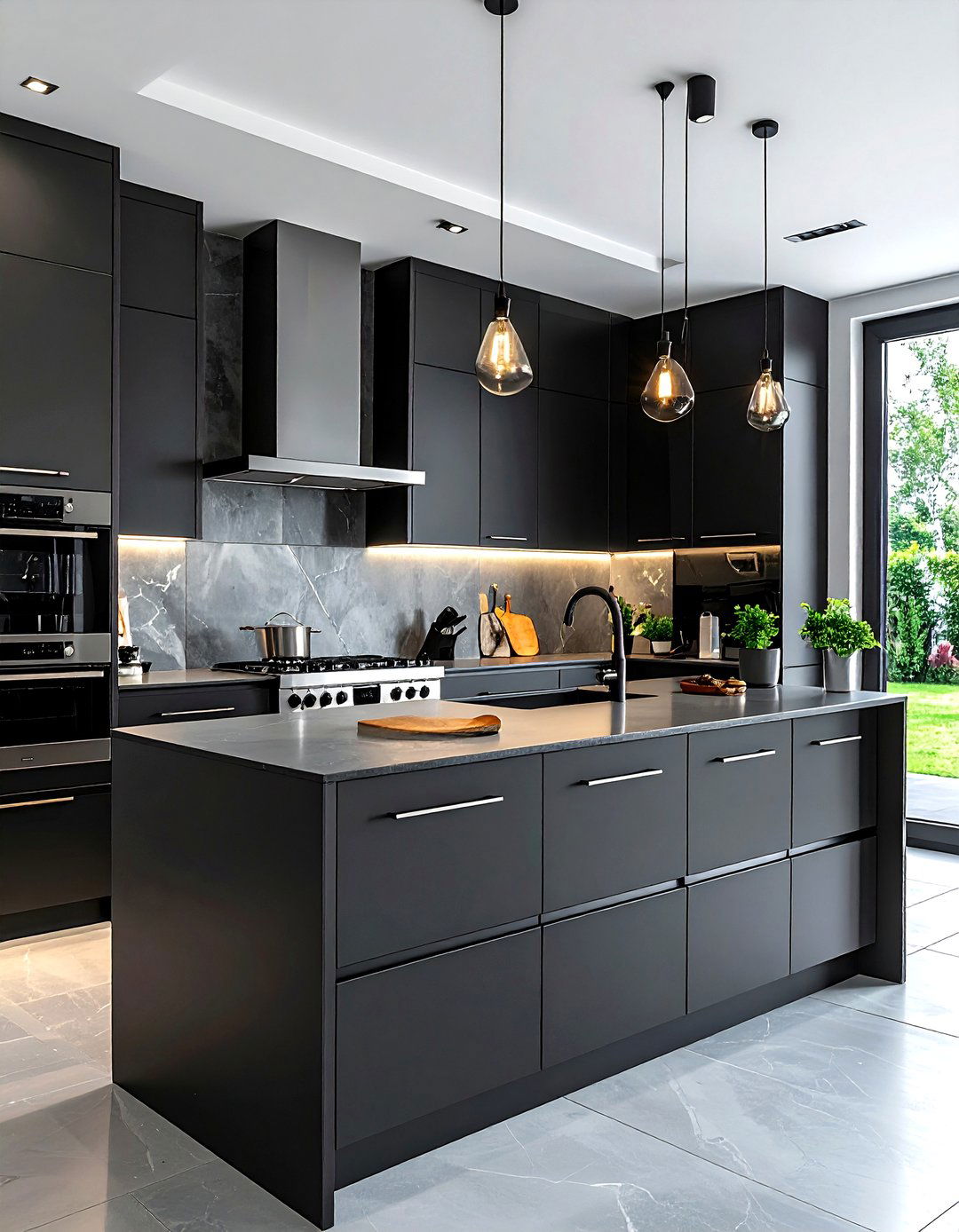 Black kitchen cabinets silver hardware - 30 black kitchen cabinet ideas