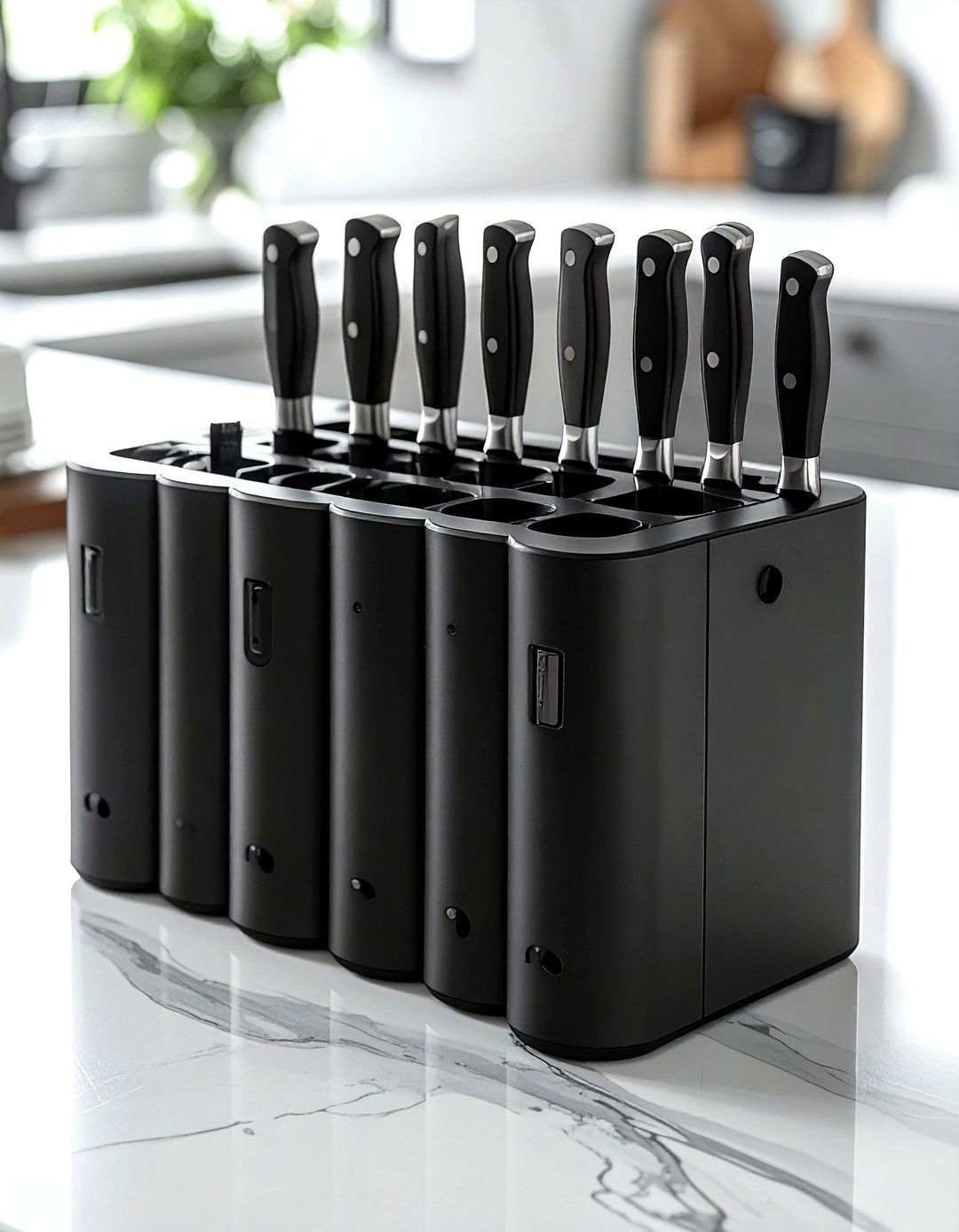 Black knife block - 30 knife block kitchen ideas