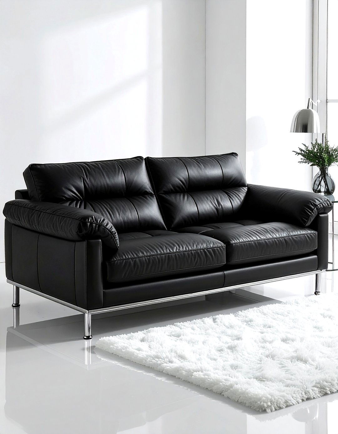 Black leather futon - 30 living room futon ideas