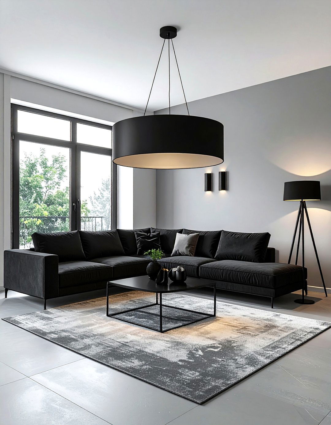 Black lighting fixtures - 30 black living room decor ideas