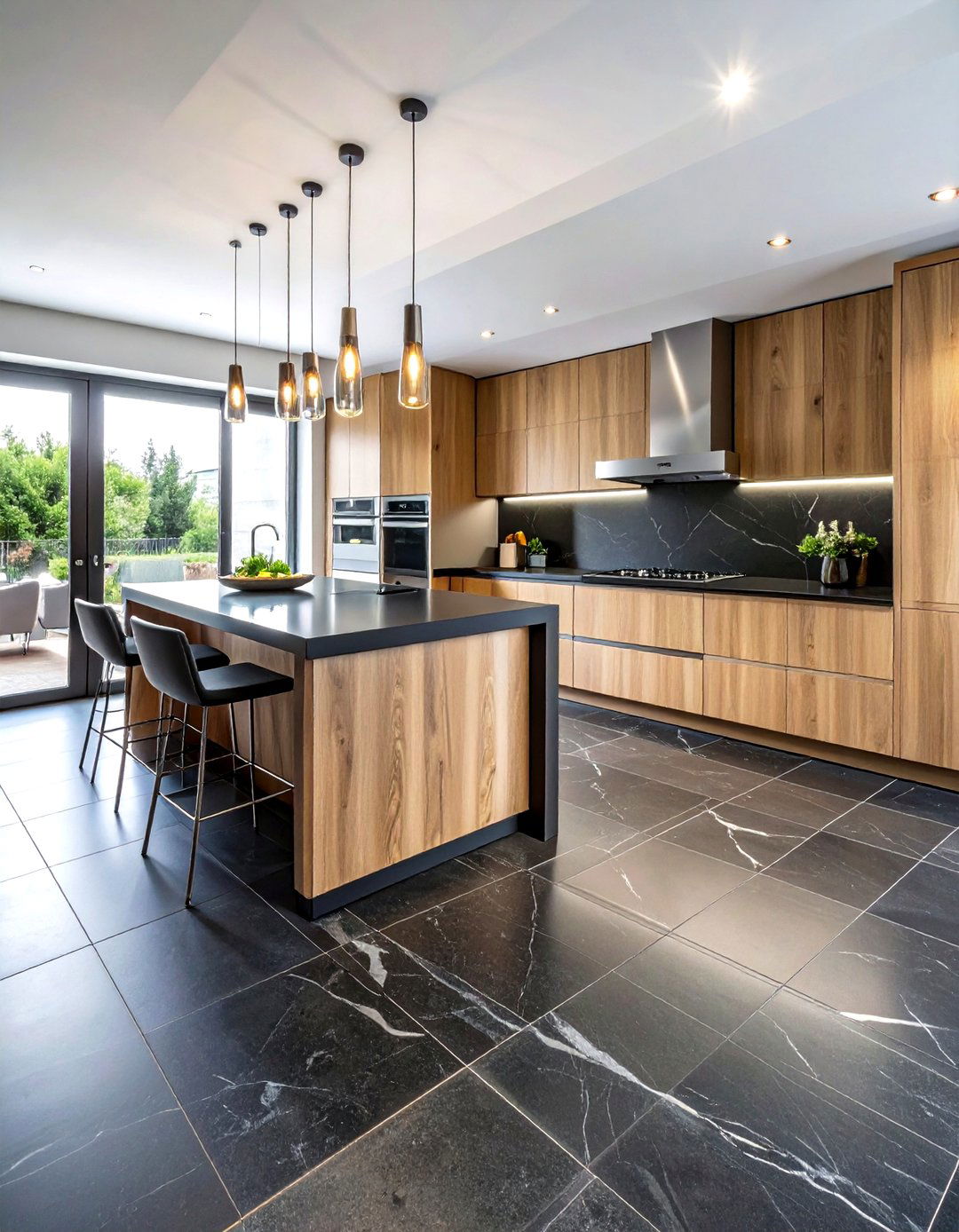 Black limestone kitchen floor - 30 limestone floor kitchen ideas