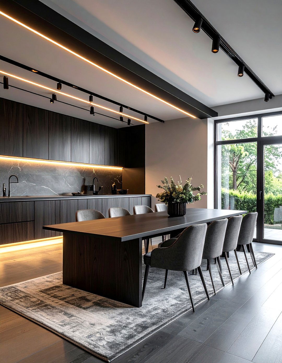 Black linear lighting - 30 dining room lamp ideas