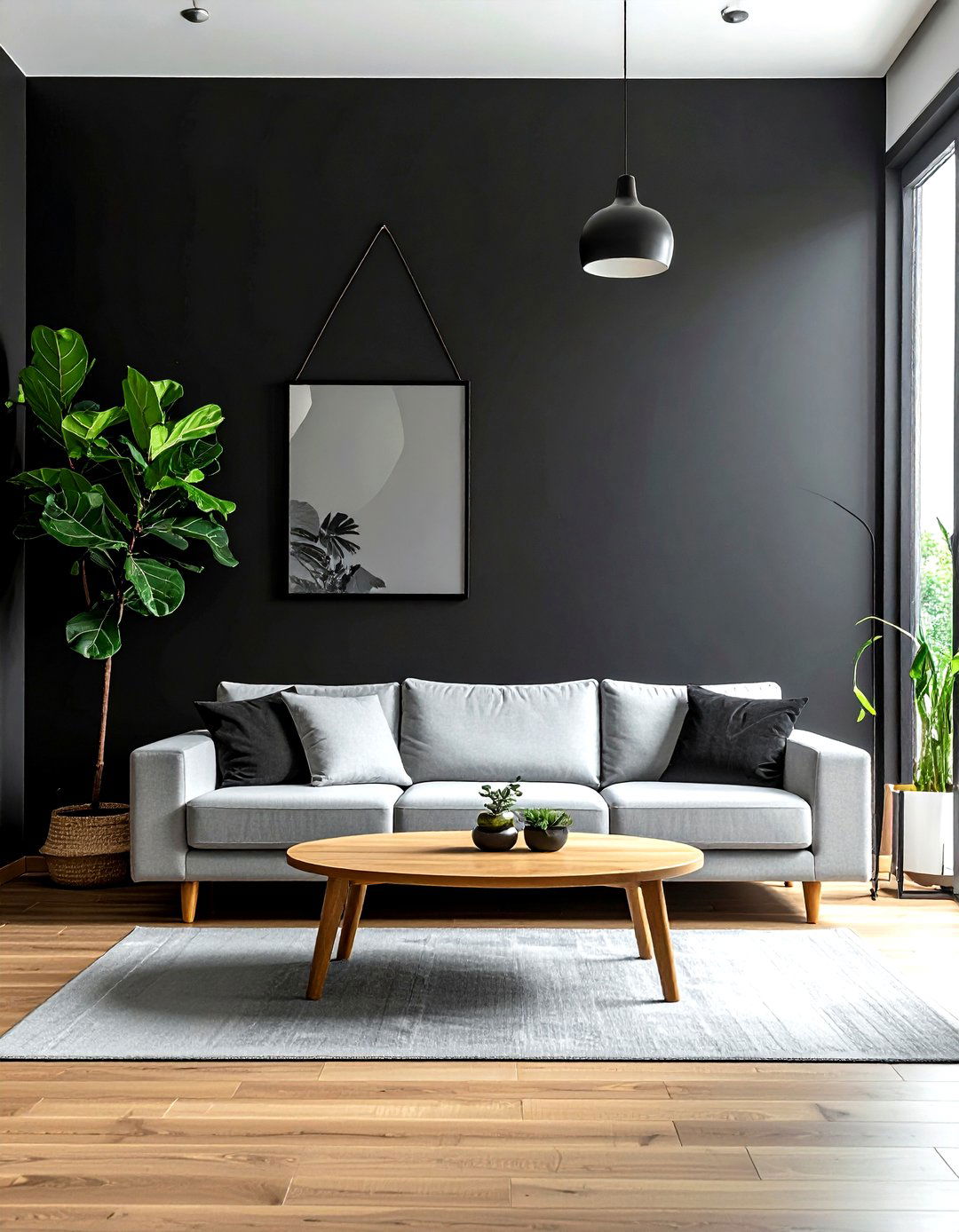 Black living room wall - 30 black decor ideas