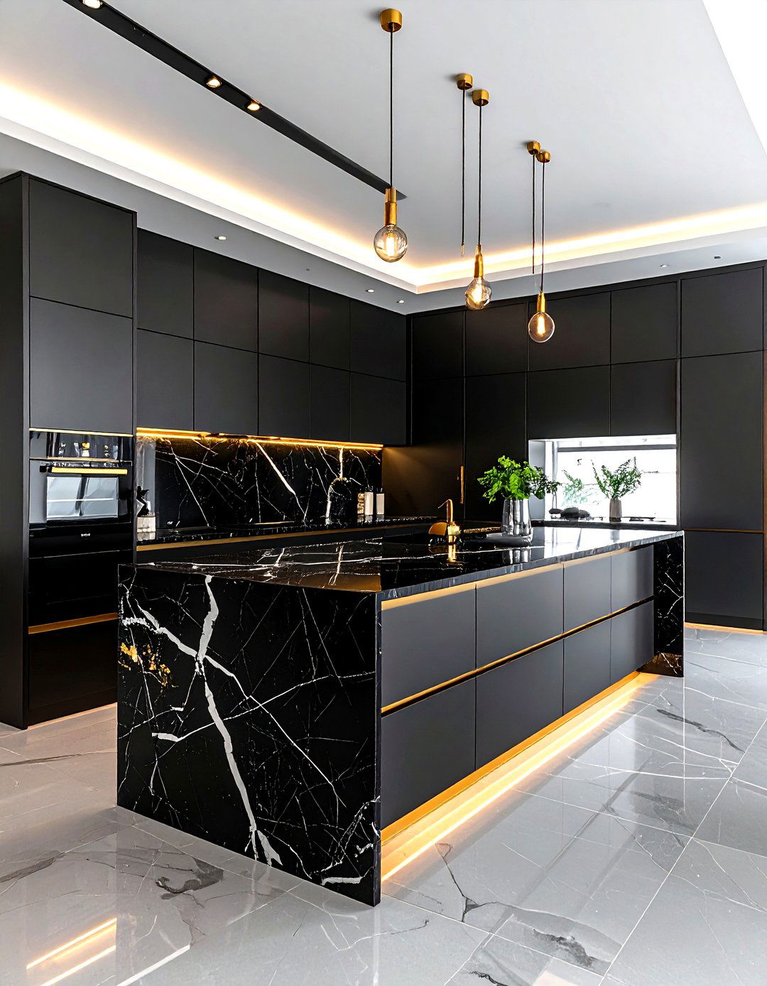 Black marble backsplash - 30 full height kitchen backsplash ideas