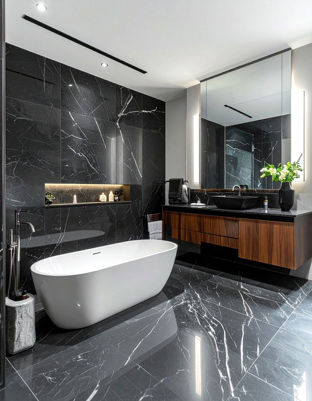 Black marble bathroom - 30 dramatic bathroom ideas