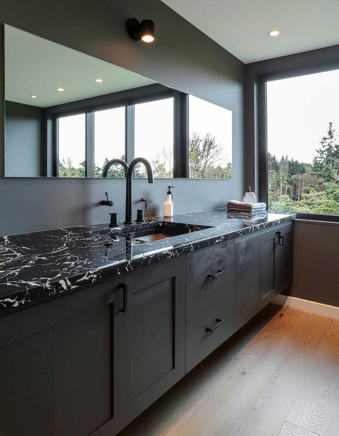 Black marble bathroom vanity - 30 marble countertop bathroom ideas