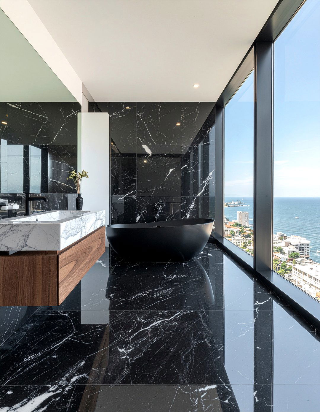 Black marble bathroom - 30 all black bathroom ideas