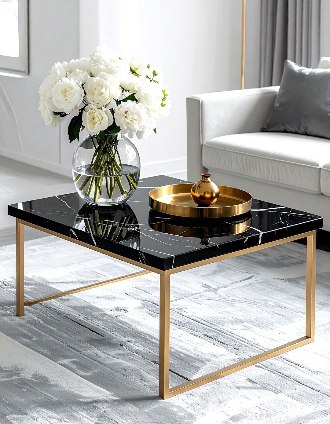 Black marble coffee table - 30 black decor ideas