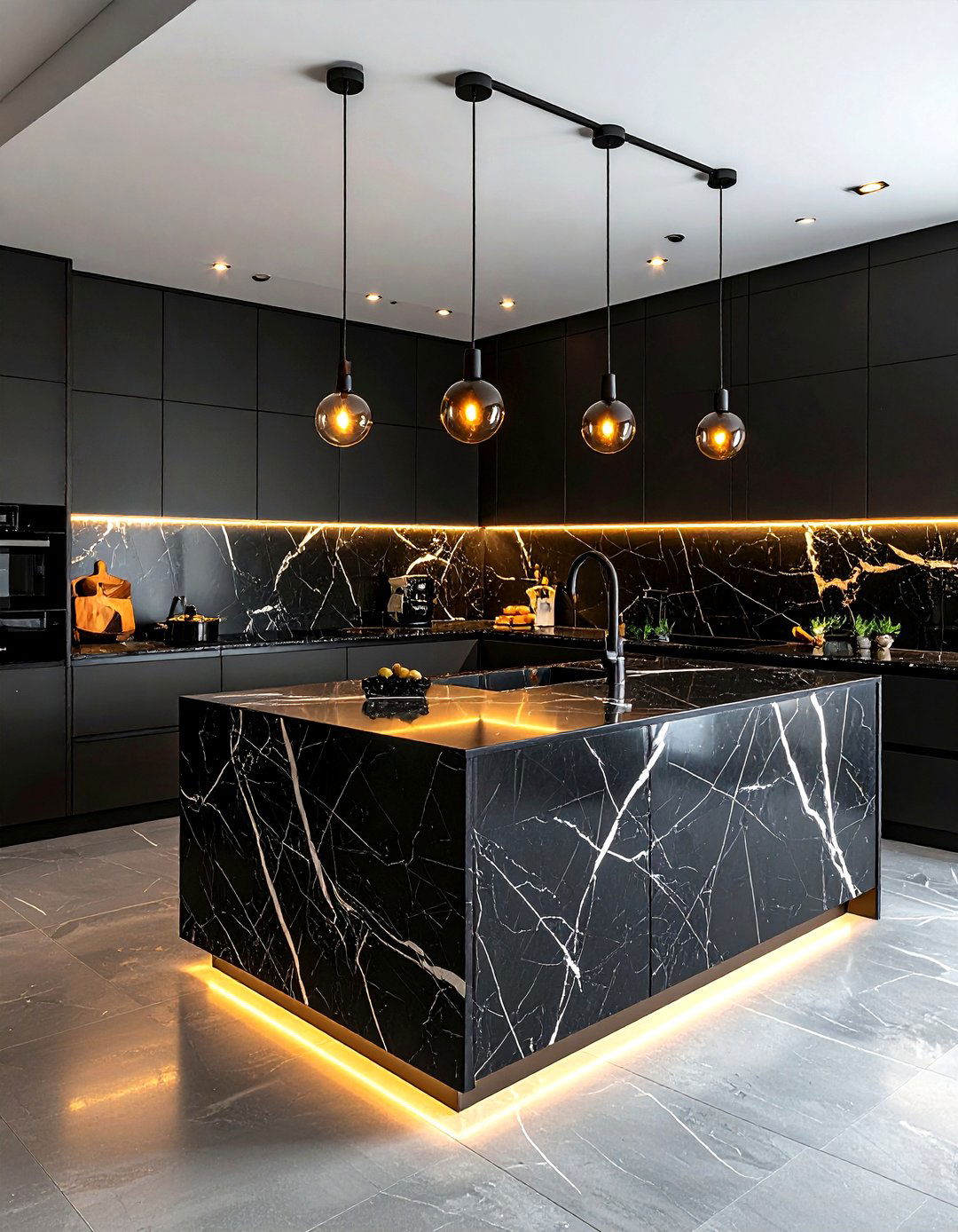 Black marble kitchen - 30 marble kitchen ideas