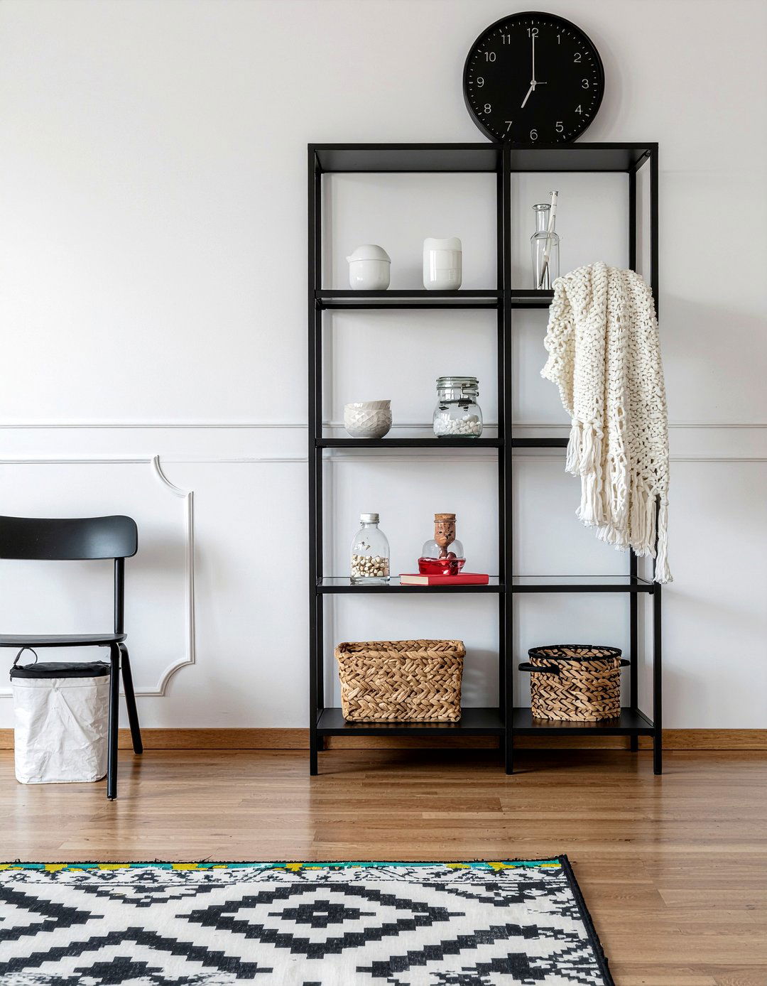 Black matte metal bookshelf - 30 living room bookshelf ideas