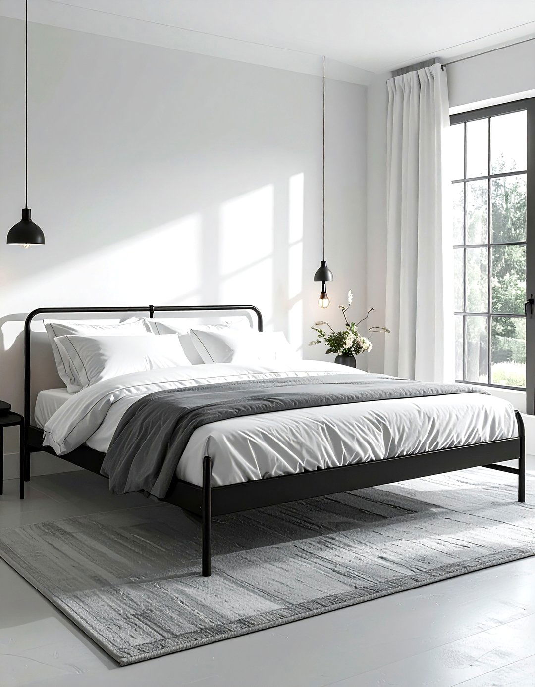 Black metal bed frame - 30 black bedroom ideas