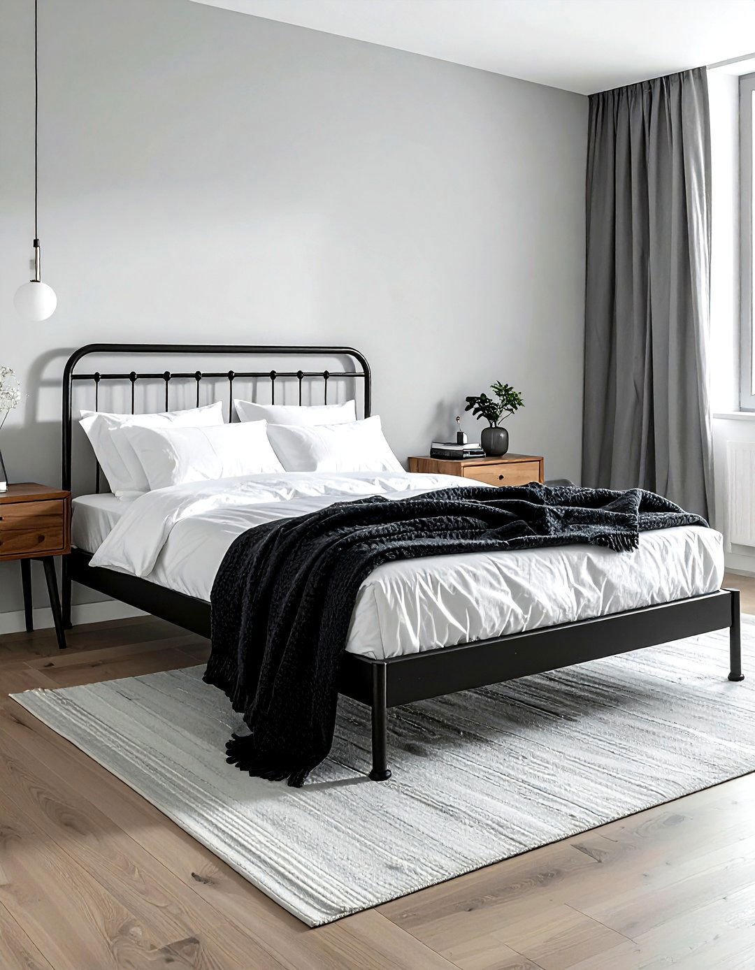 Black metal bed frame - 30 black decor ideas