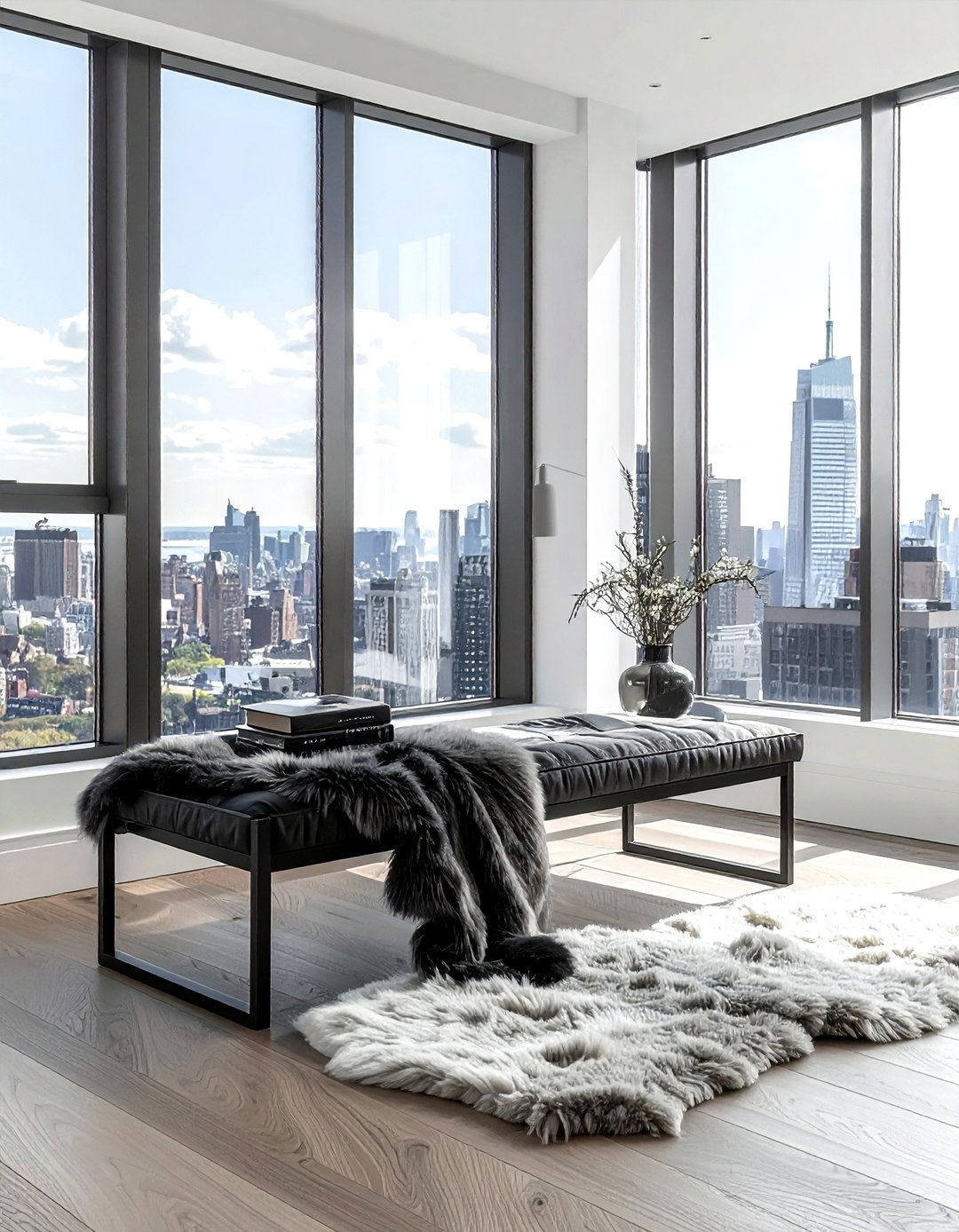 Black metal bench - 30 living room black metal furniture ideas