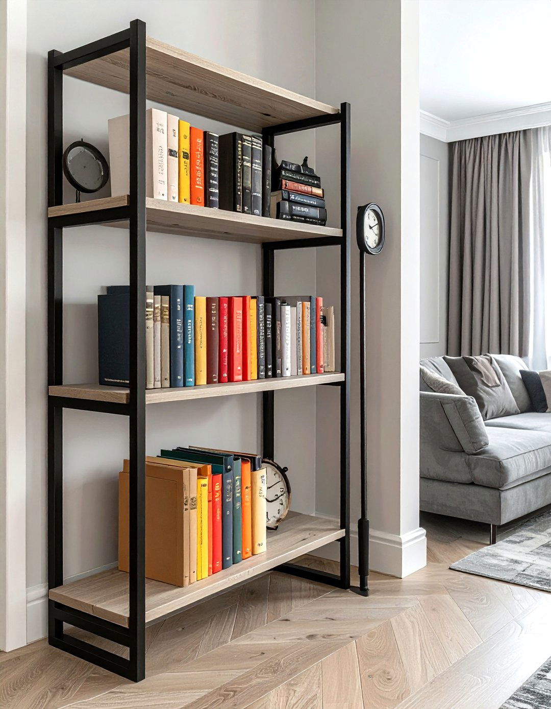 Black metal bookends - 30 black living room accessories ideas