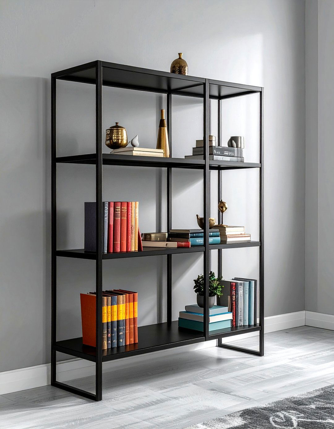 Black metal bookshelf - 30 living room iron furniture ideas