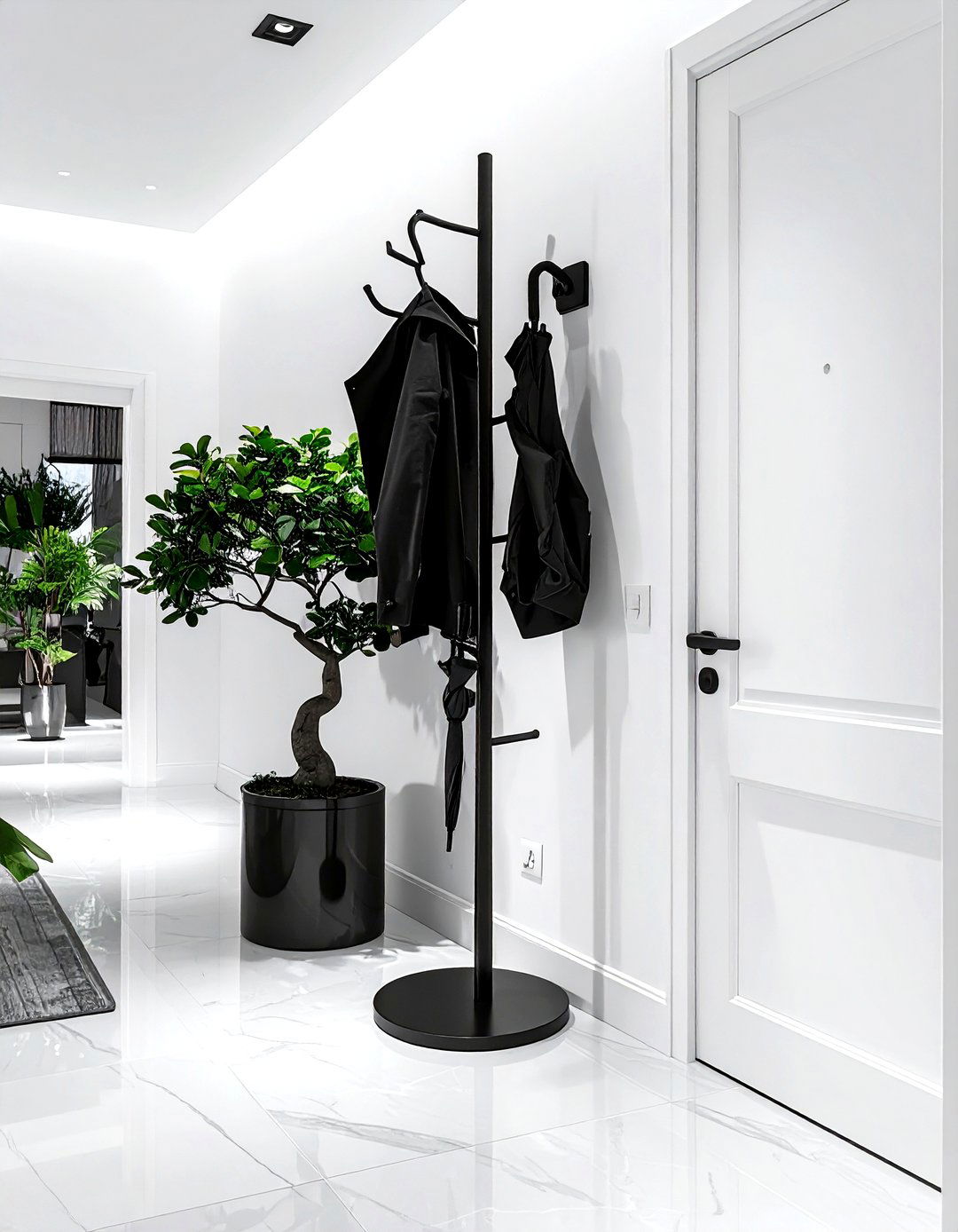 Black metal coat rack - 30 living room black metal furniture ideas