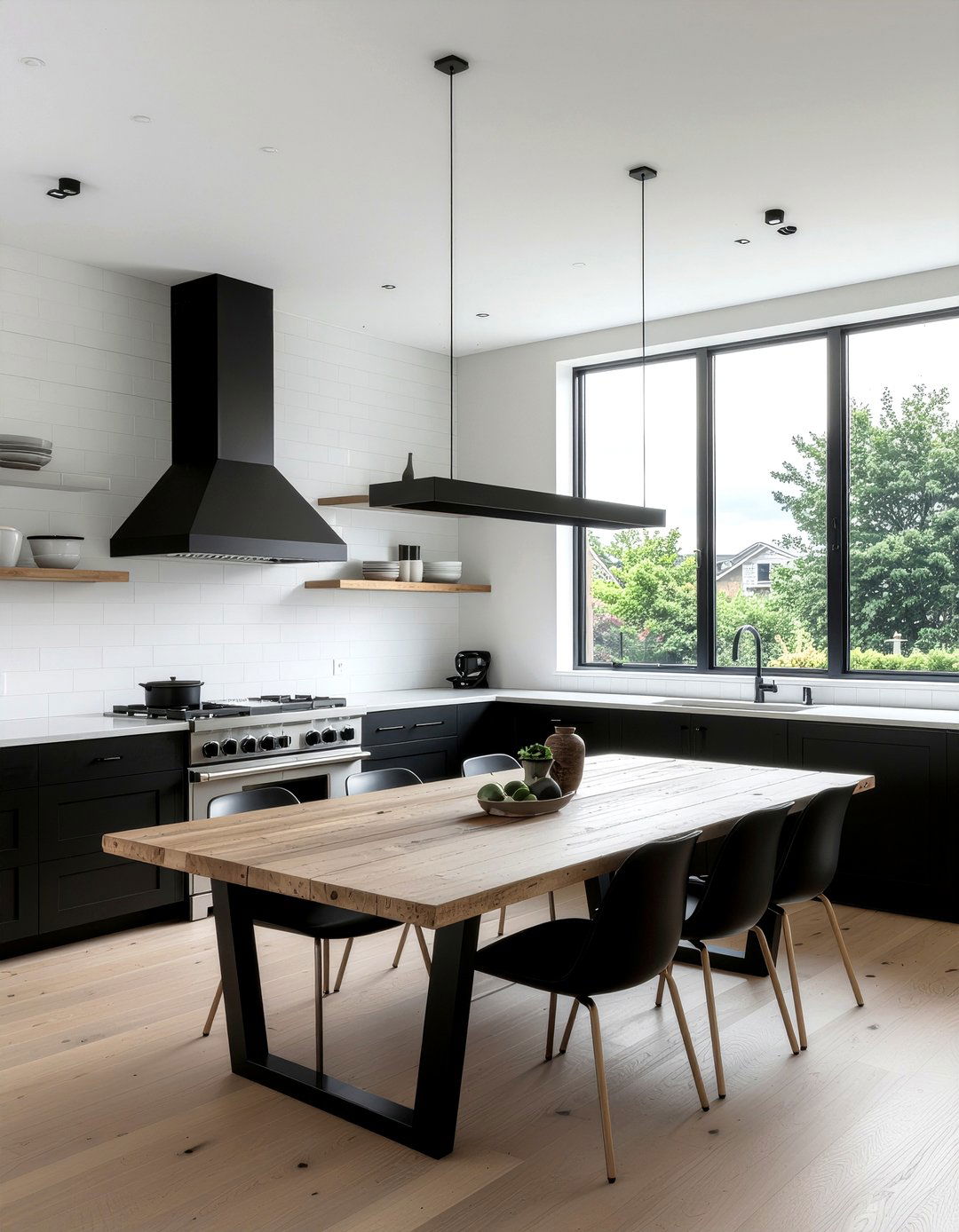 Black metal dining light - 30 rustic dining room ideas