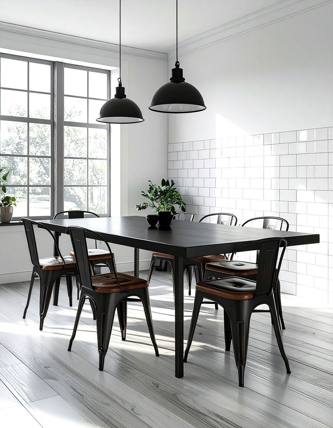 Black metal dining table - 30 kitchen dining table ideas