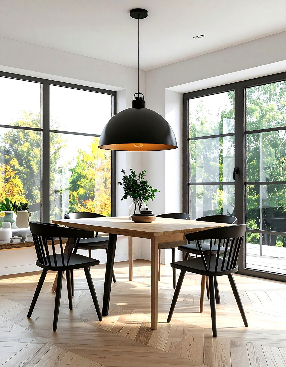 Black metal dome light - 30 pendant light dining room ideas