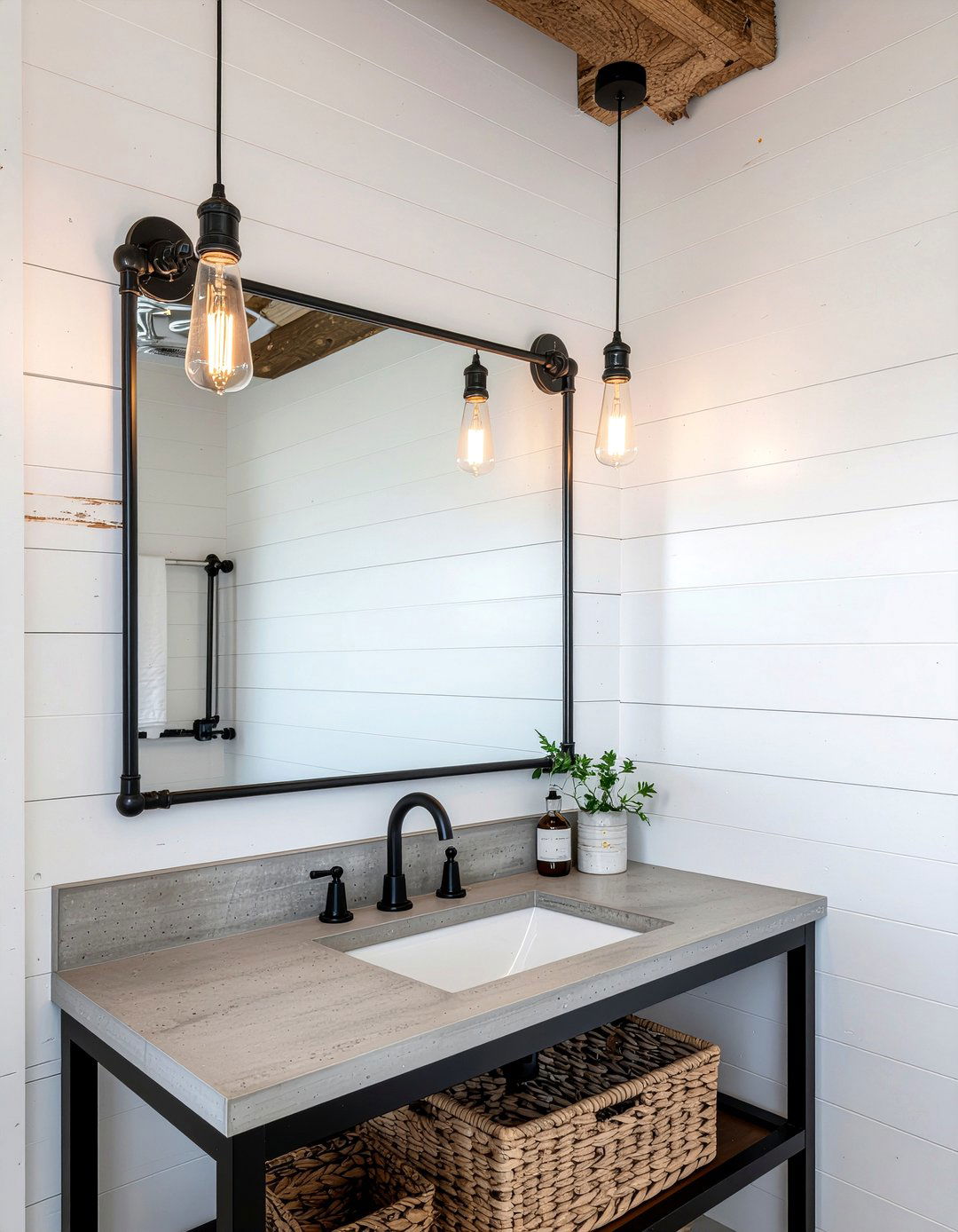 Black metal frame bathroom mirror - 30 bathroom mirror statement ideas