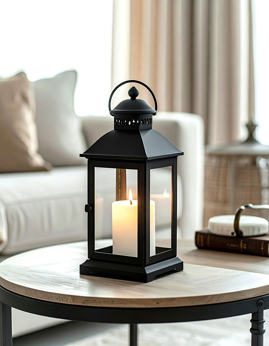 Black metal lantern - 30 coffee table decor ideas