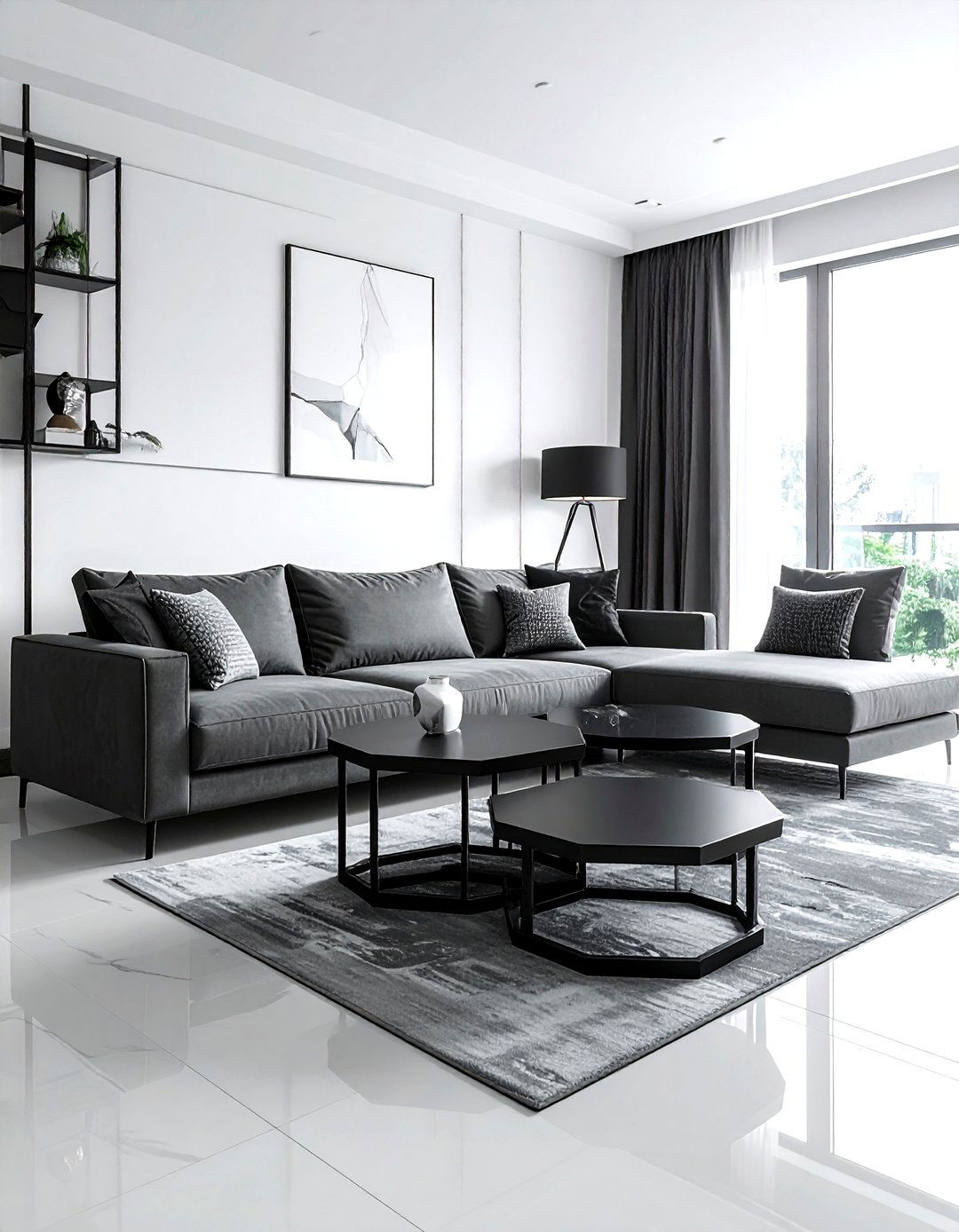 Black metal nesting tables - 30 living room black metal furniture ideas