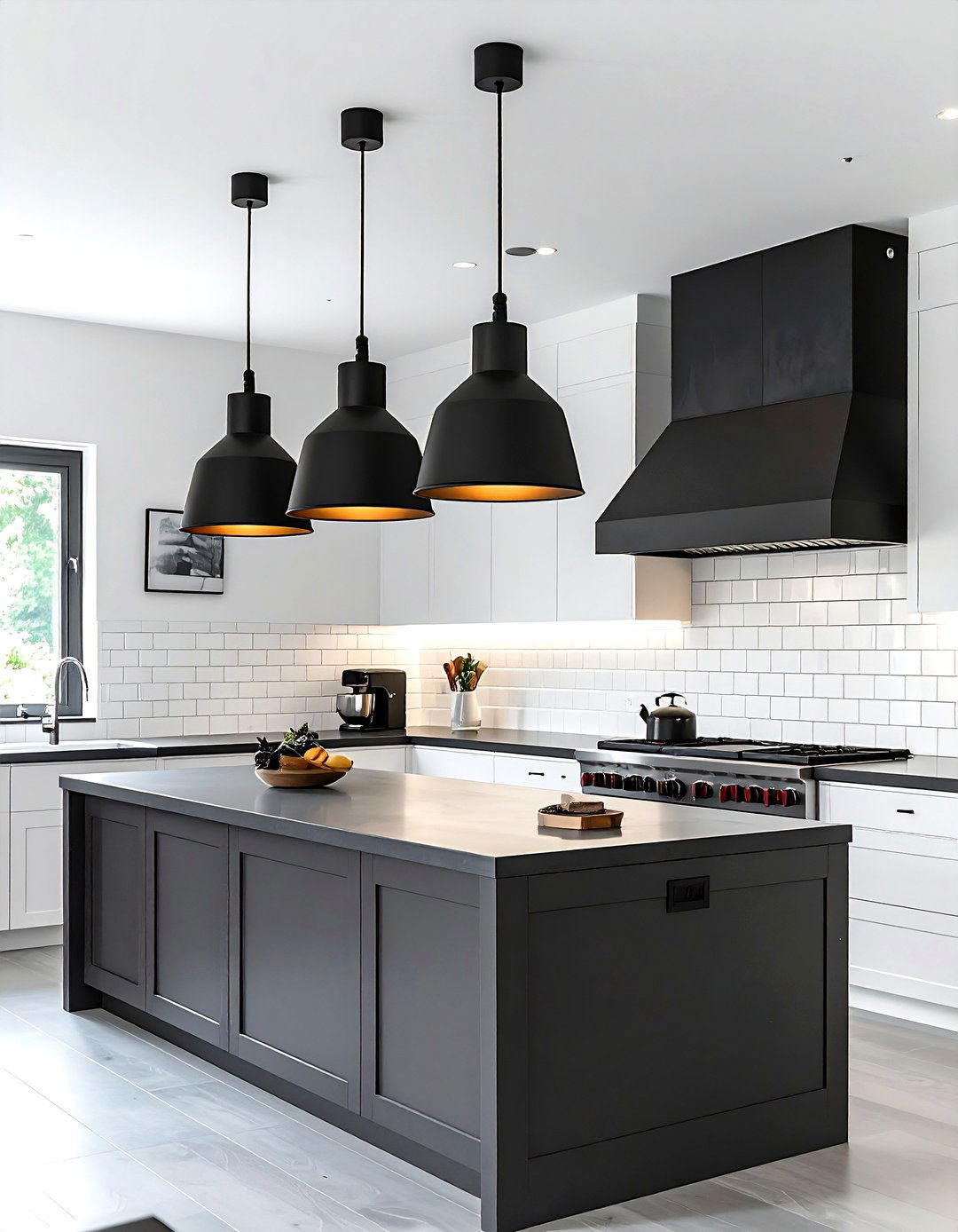 Black metal pendant lights - 30 cluster pendant kitchen ideas