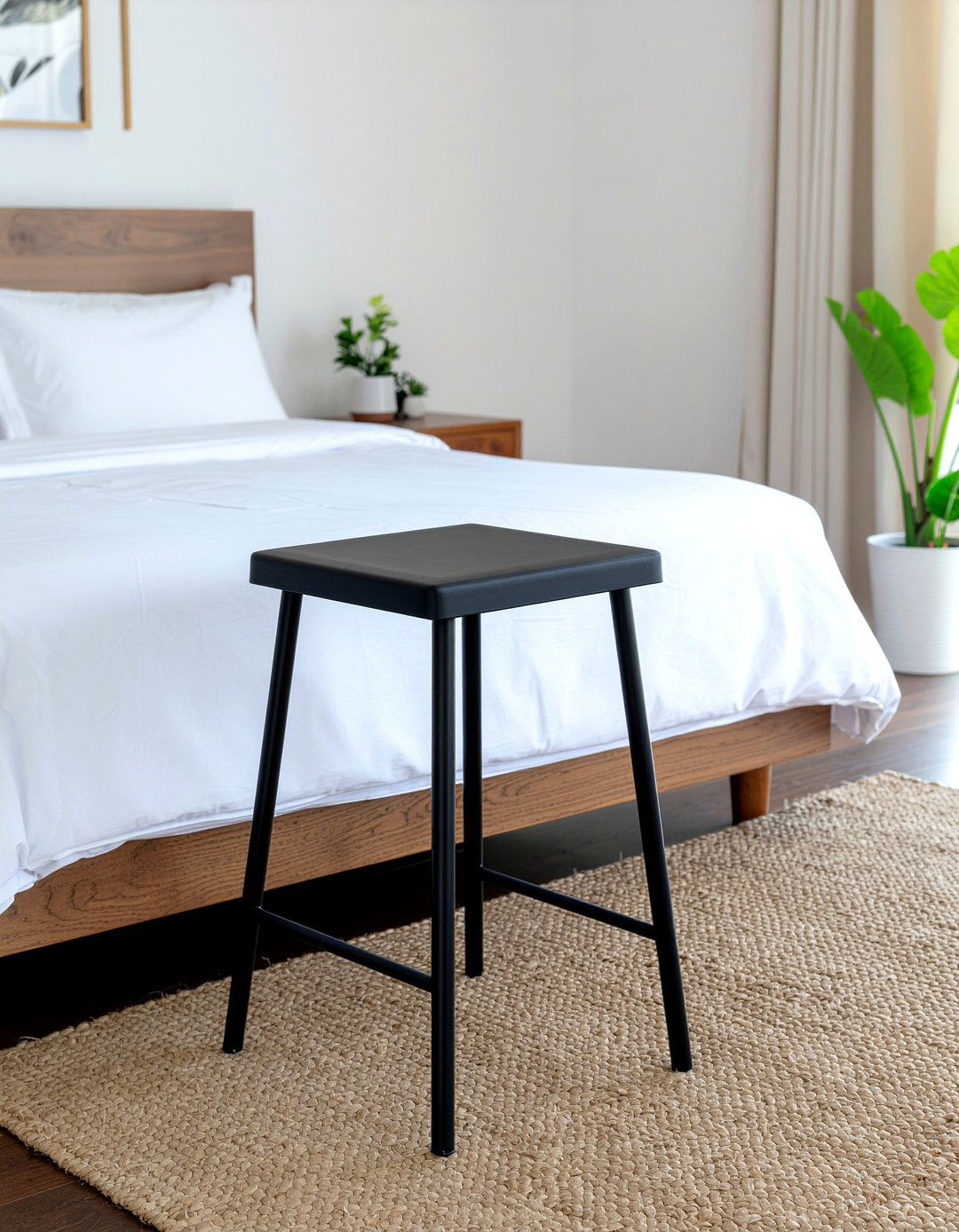 Black metal stool - 30 bedroom stools