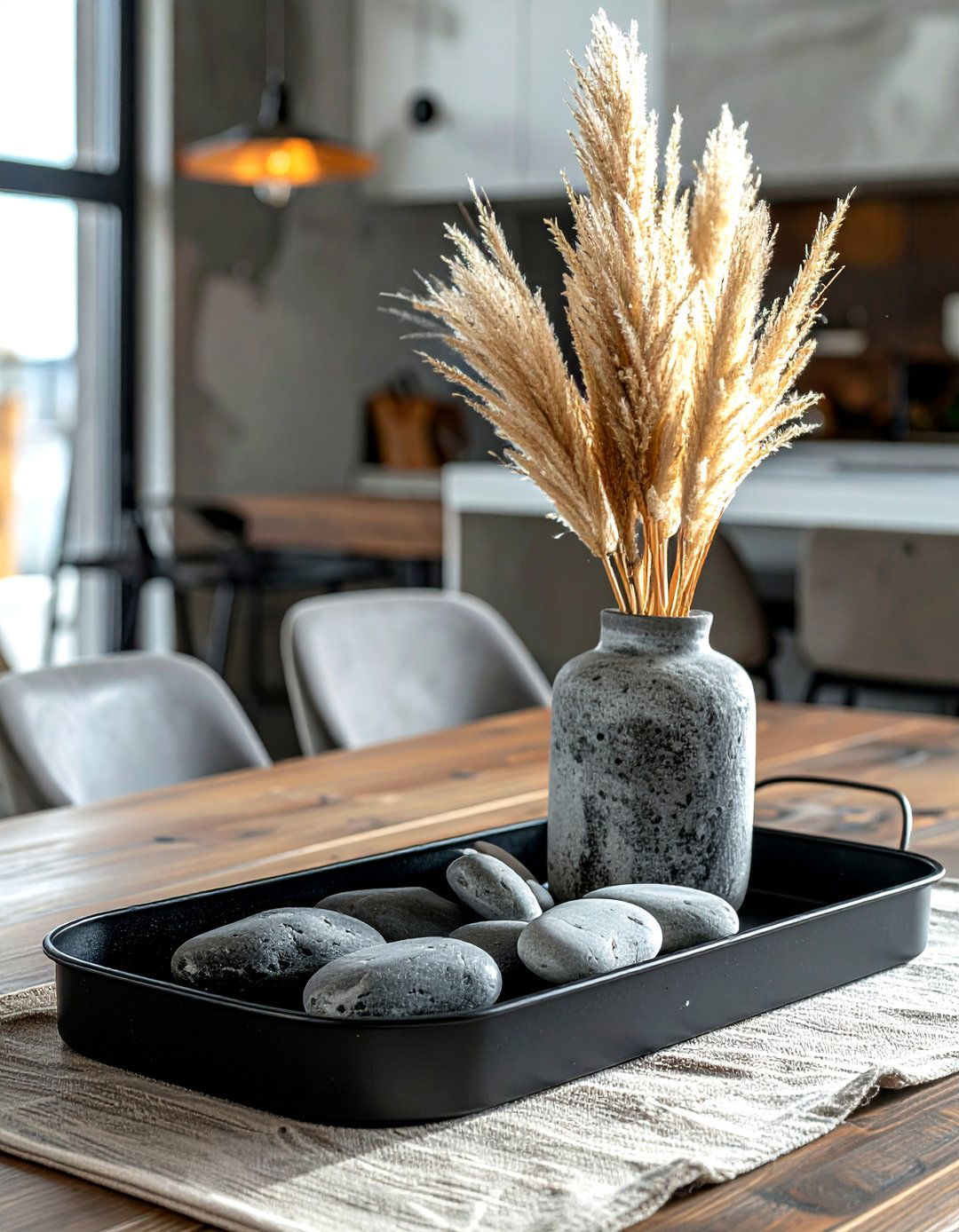 Black metal tray - 30 tray centerpiece dining ideas