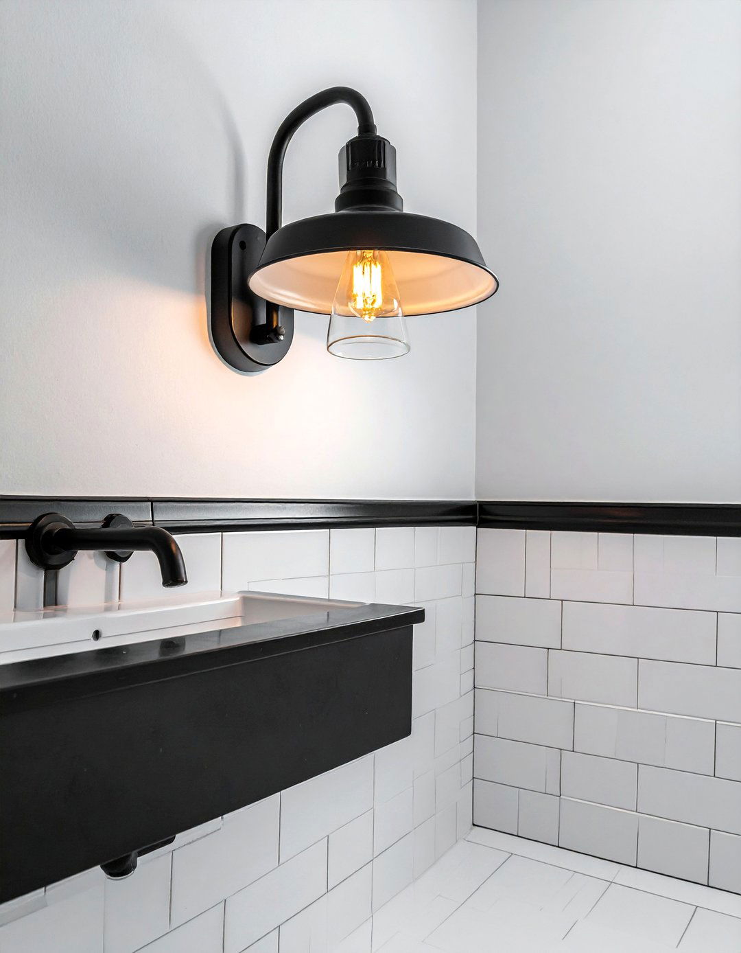 Black metal wall light - 30 bathroom sconce ideas