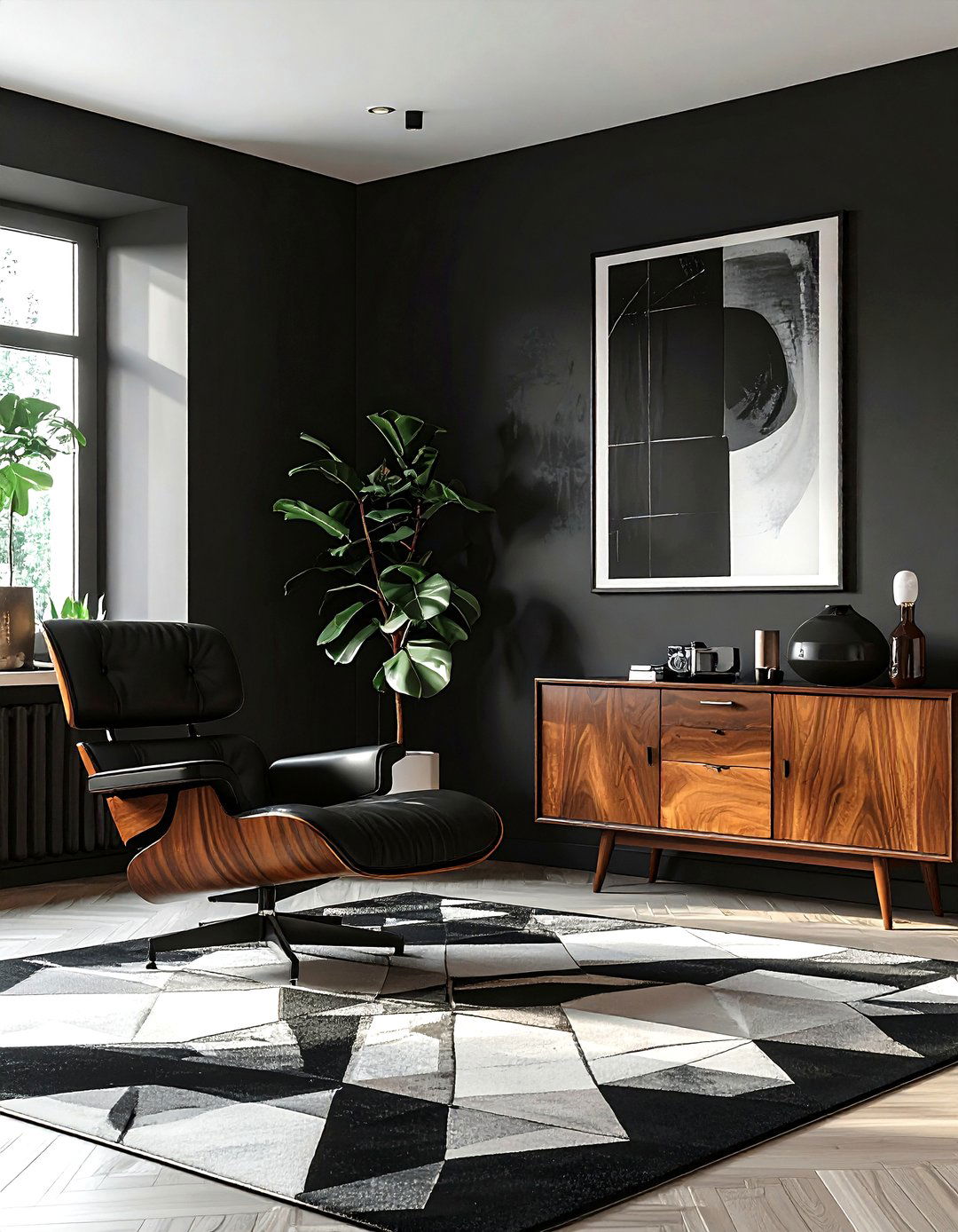 Black mid century modern living room - 30 modern black living room ideas