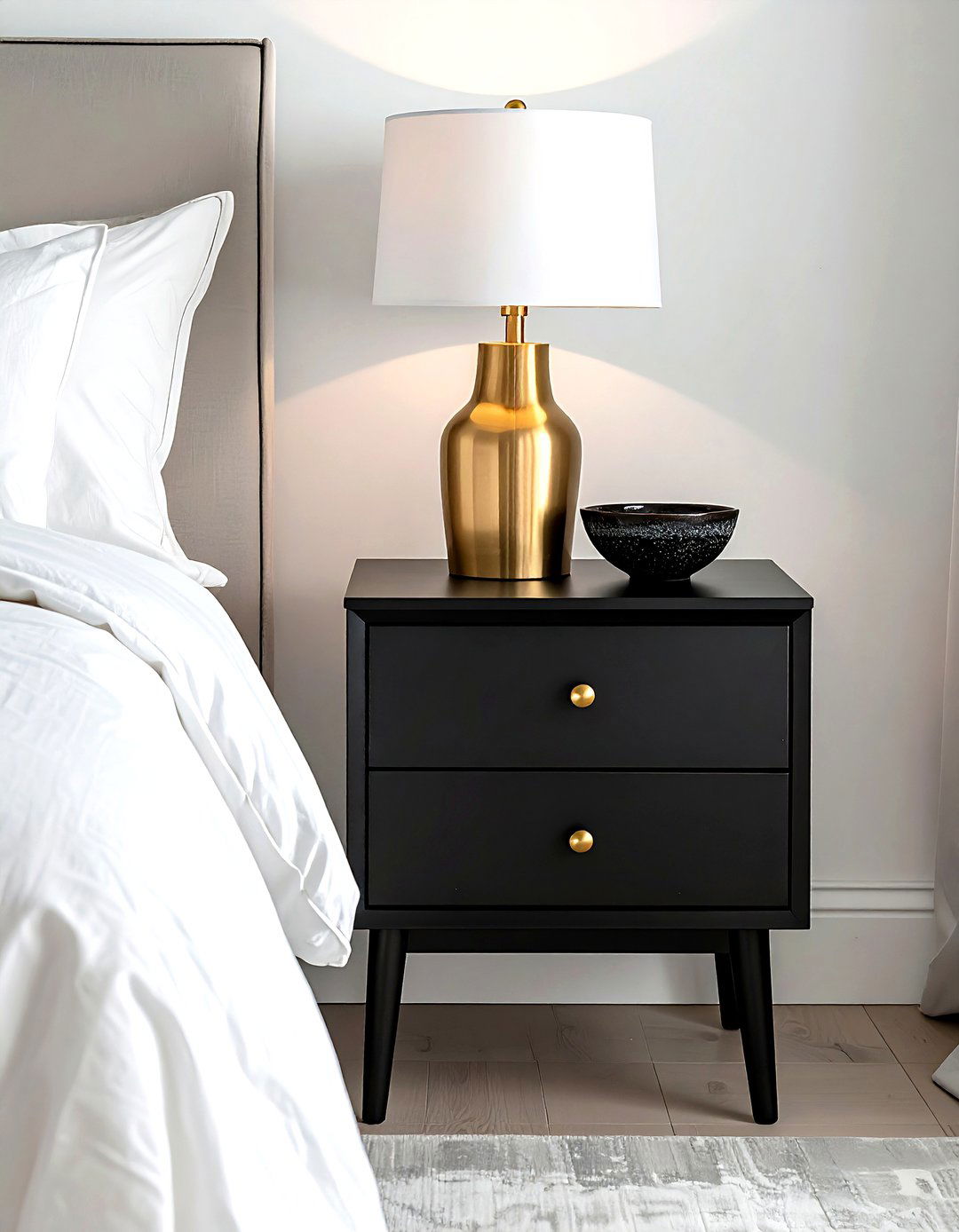 Black nightstand - 30 black decor ideas
