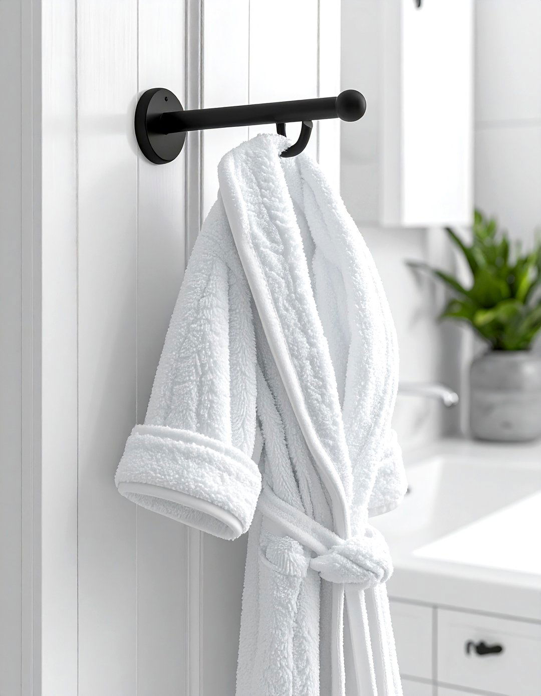 Black over the door hook - 30 black bathroom accessories ideas