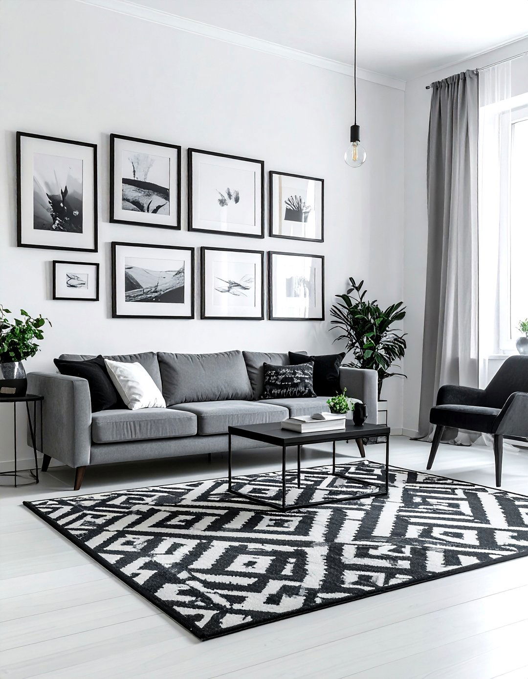 Black picture frame - 30 black living room accessories ideas