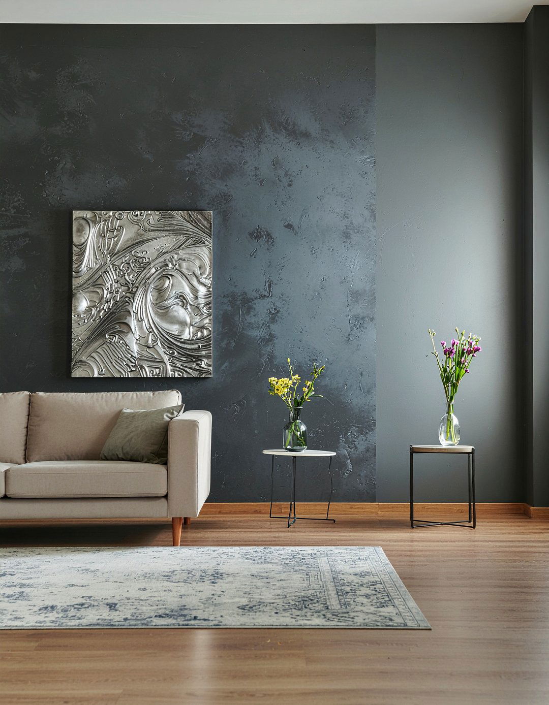 Black plaster wall - 30 gothic bedroom ideas